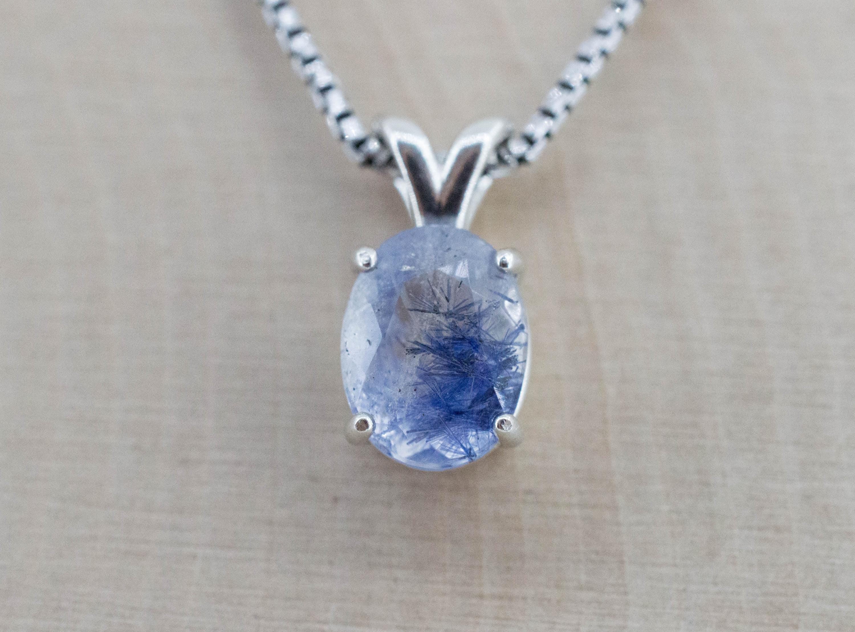 Dumortierite Quartz Pendant; Natural Untreated Brazil Dumortierite; 2.285cts - Mark Oliver Gems