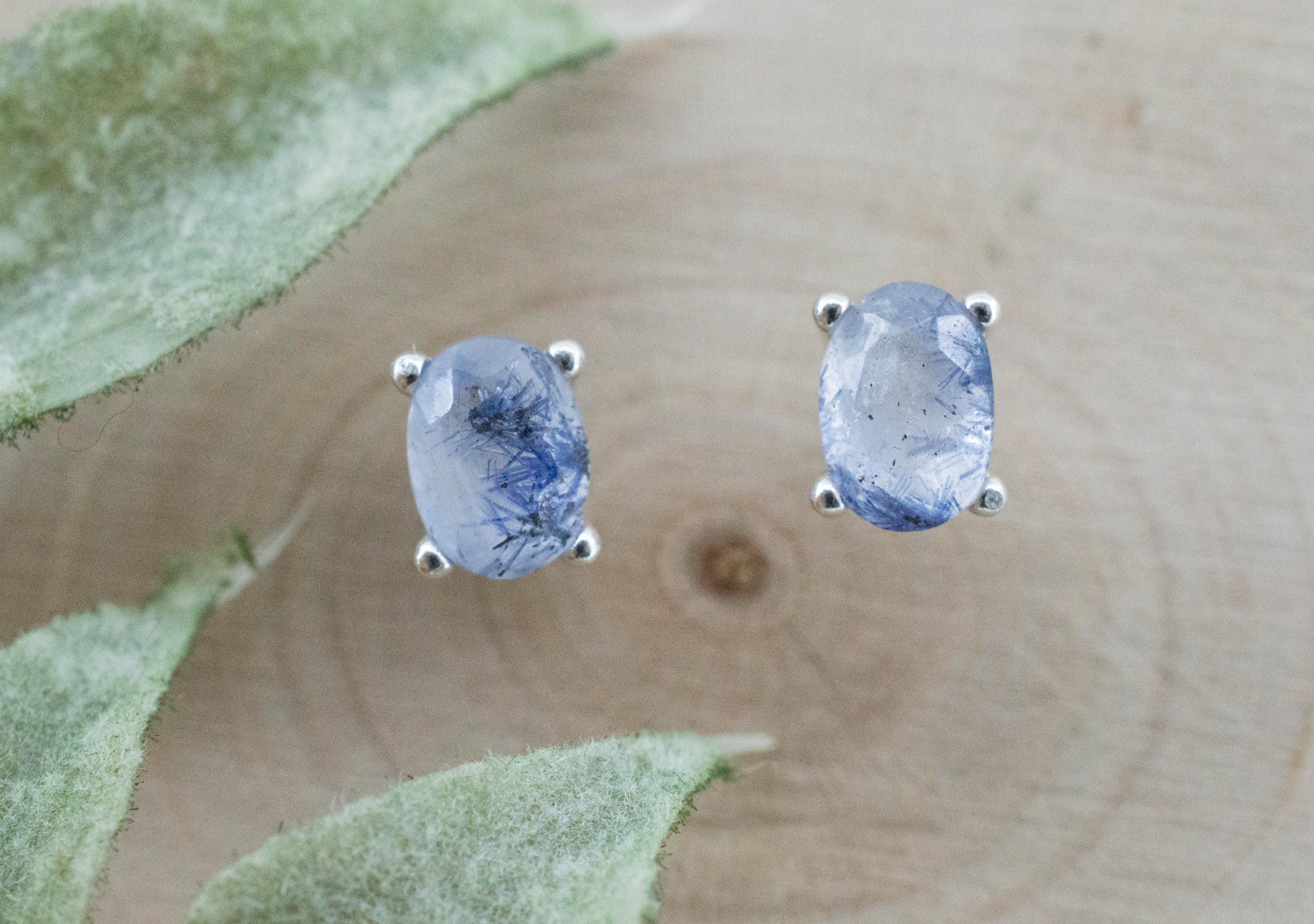 Dumortierite Quartz Earrings; Natural Untreated Brazil Dumortierite; 0.975cts - Mark Oliver Gems