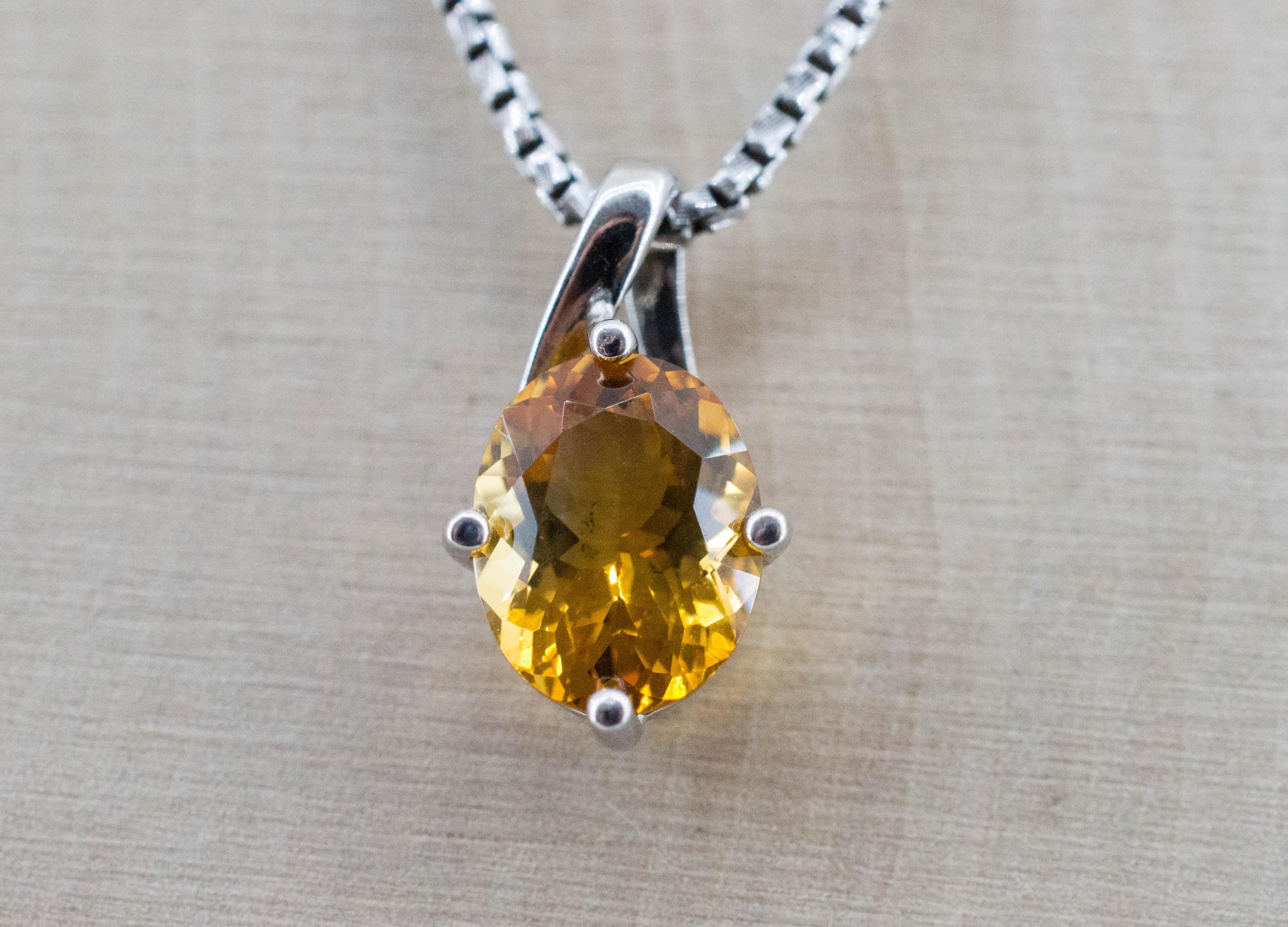 Citrine Pendant; Natural Untreated Brazil Citrine; 1.640cts - Mark Oliver Gems