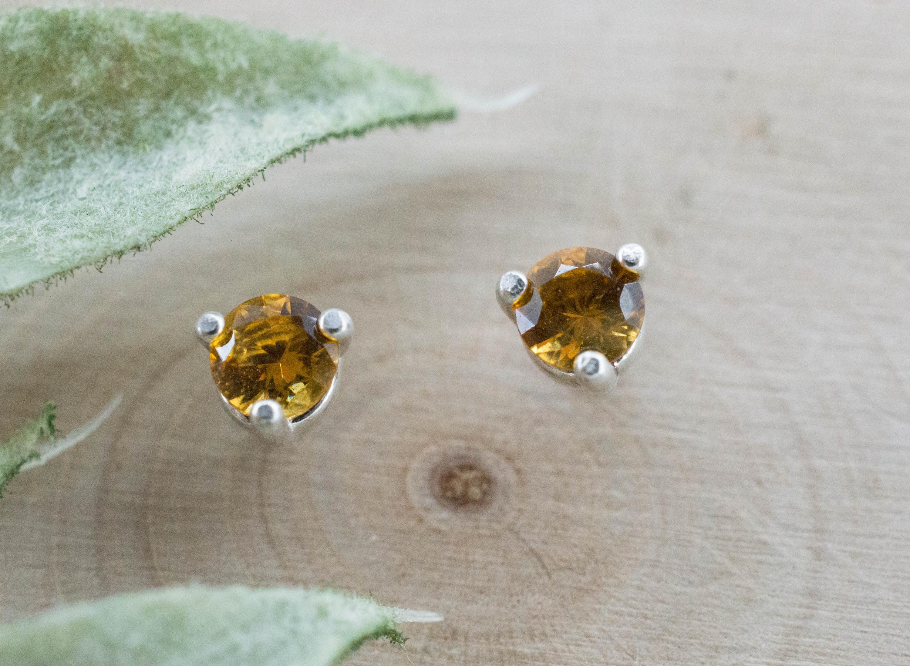 Citrine Earrings; Natural Untreated Uruguay Citrine; 0.365cts - Mark Oliver Gems