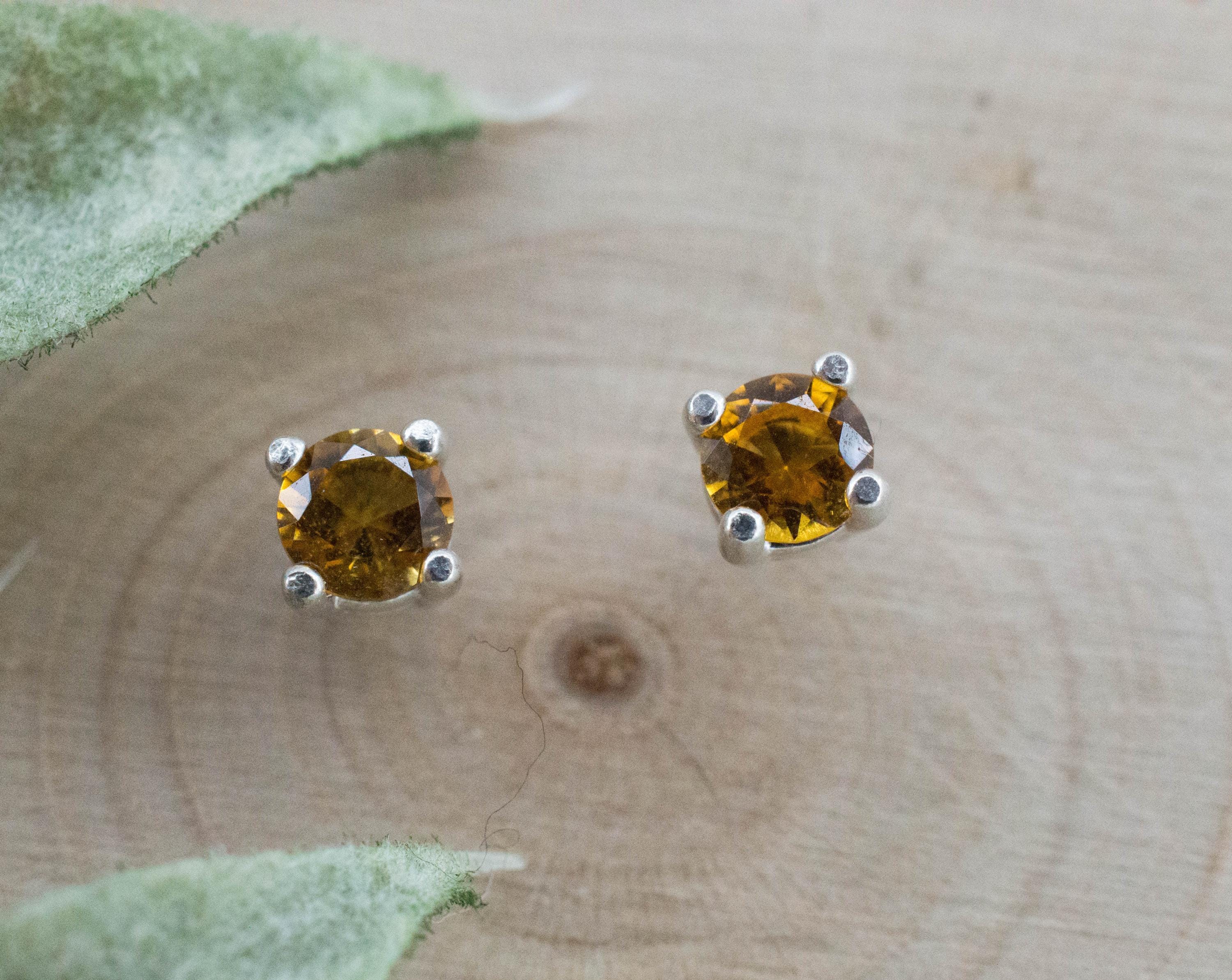 Citrine Earrings; Natural Untreated Uruguay Citrine; 0.375cts - Mark Oliver Gems