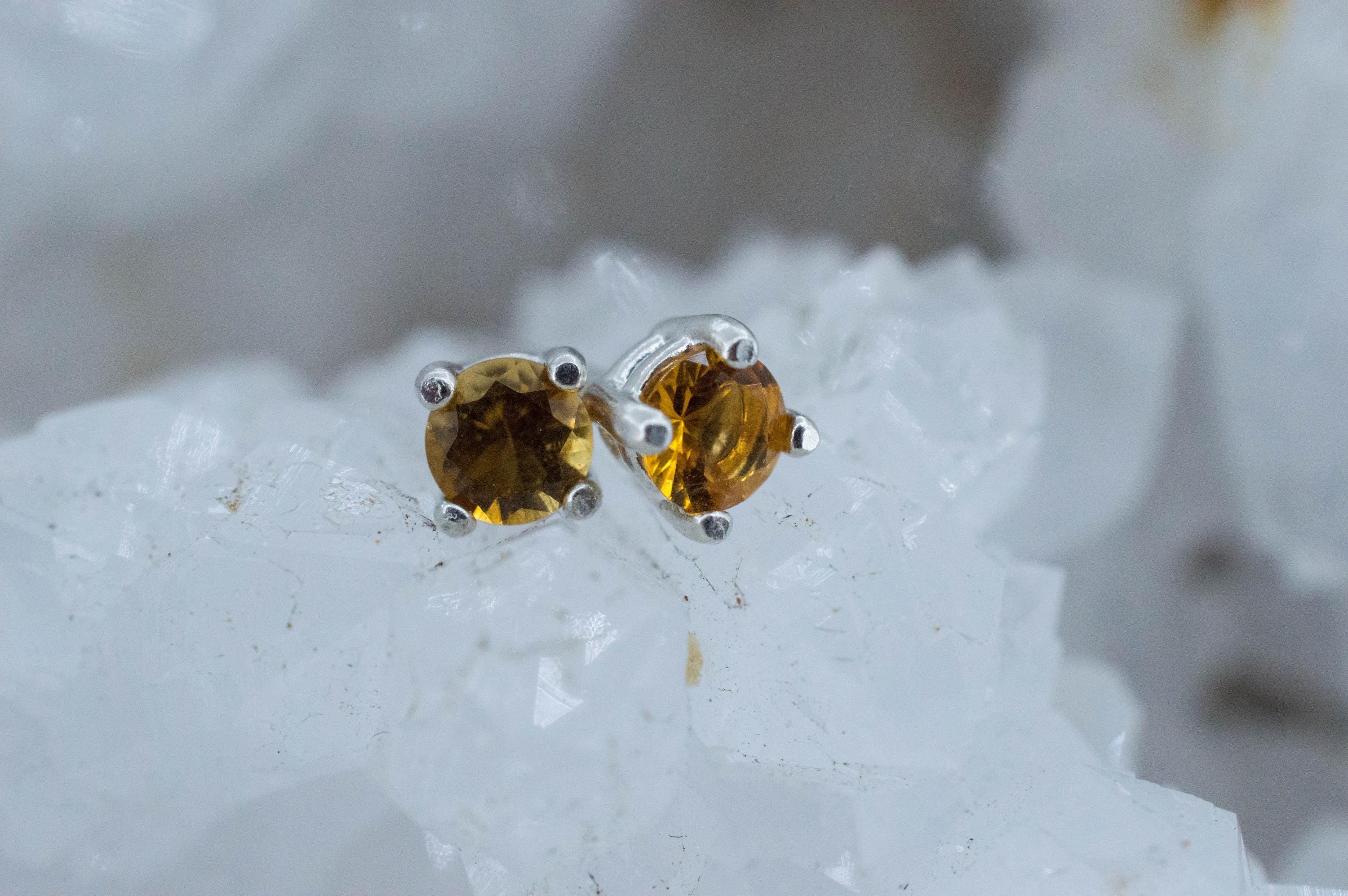 Citrine Earrings; Natural Untreated Uruguay Citrine; 0.375cts - Mark Oliver Gems