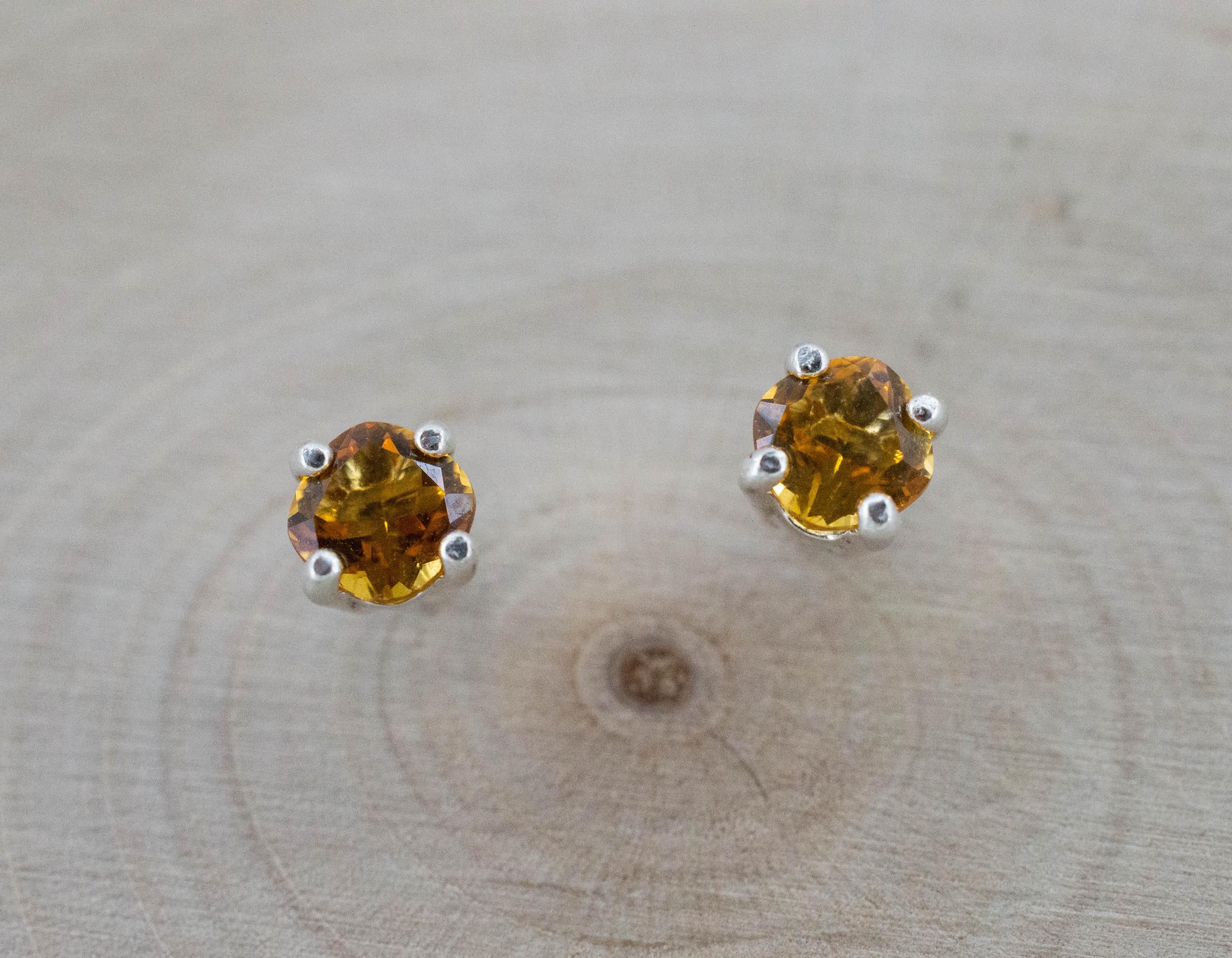 Citrine Earrings; Natural Untreated Uruguay Citrine; 0.500cts - Mark Oliver Gems