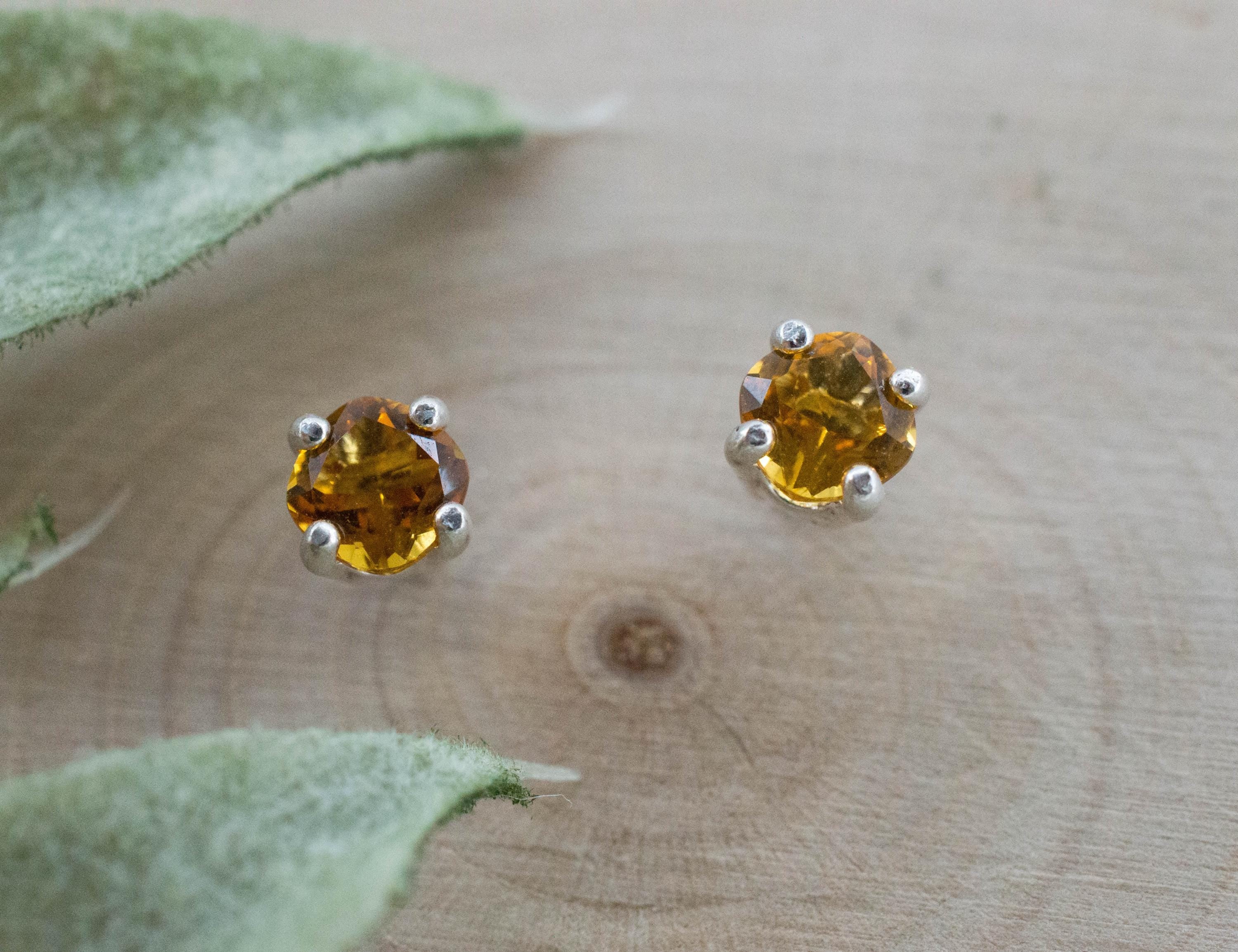 Citrine Earrings; Natural Untreated Uruguay Citrine; 0.500cts - Mark Oliver Gems