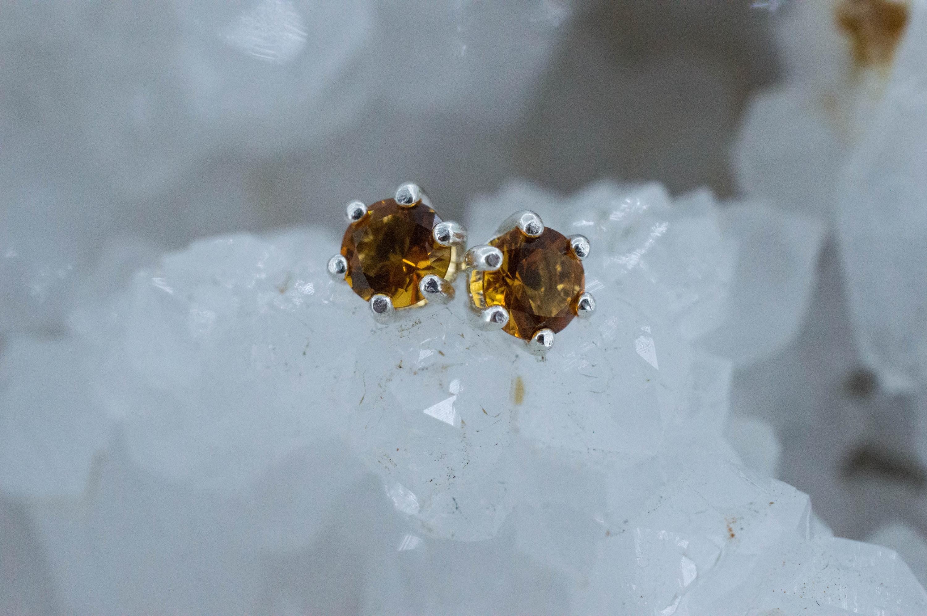 Citrine Earrings; Natural Untreated Uruguay Citrine; 0.730cts - Mark Oliver Gems