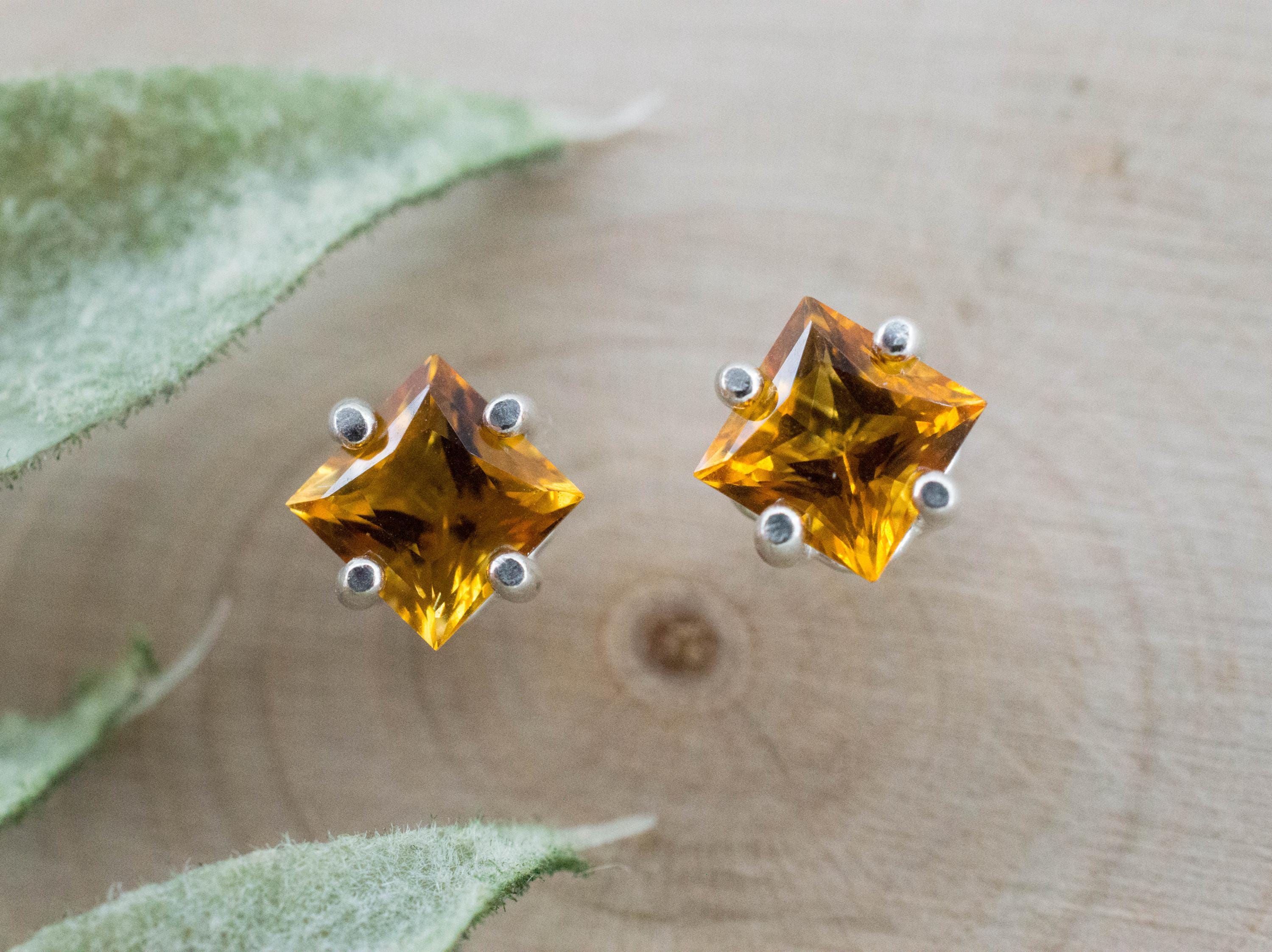 Citrine Earrings; Natural Untreated Uruguay Citrine; 1.145cts - Mark Oliver Gems