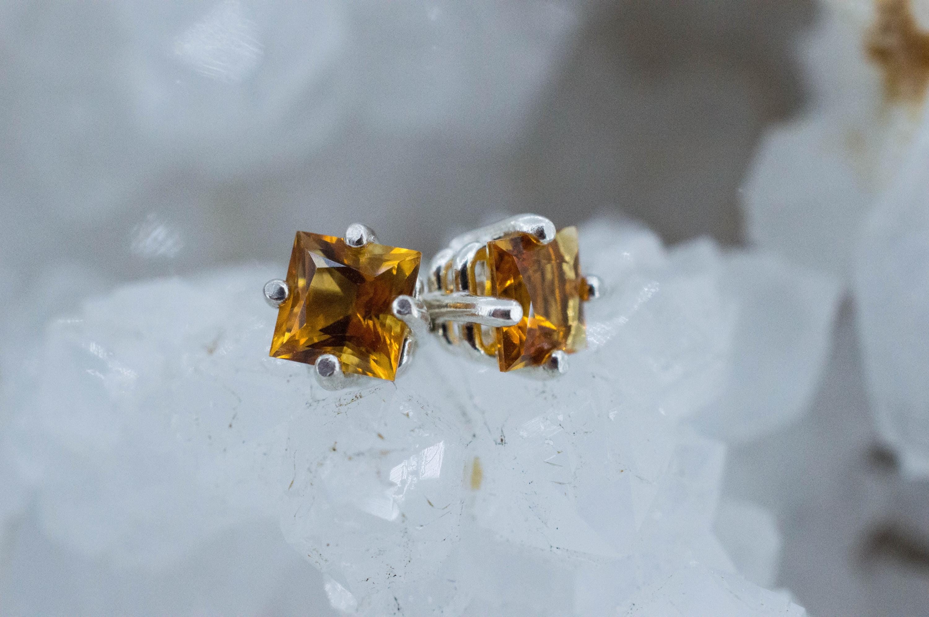 Citrine Earrings; Natural Untreated Uruguay Citrine; 1.145cts - Mark Oliver Gems