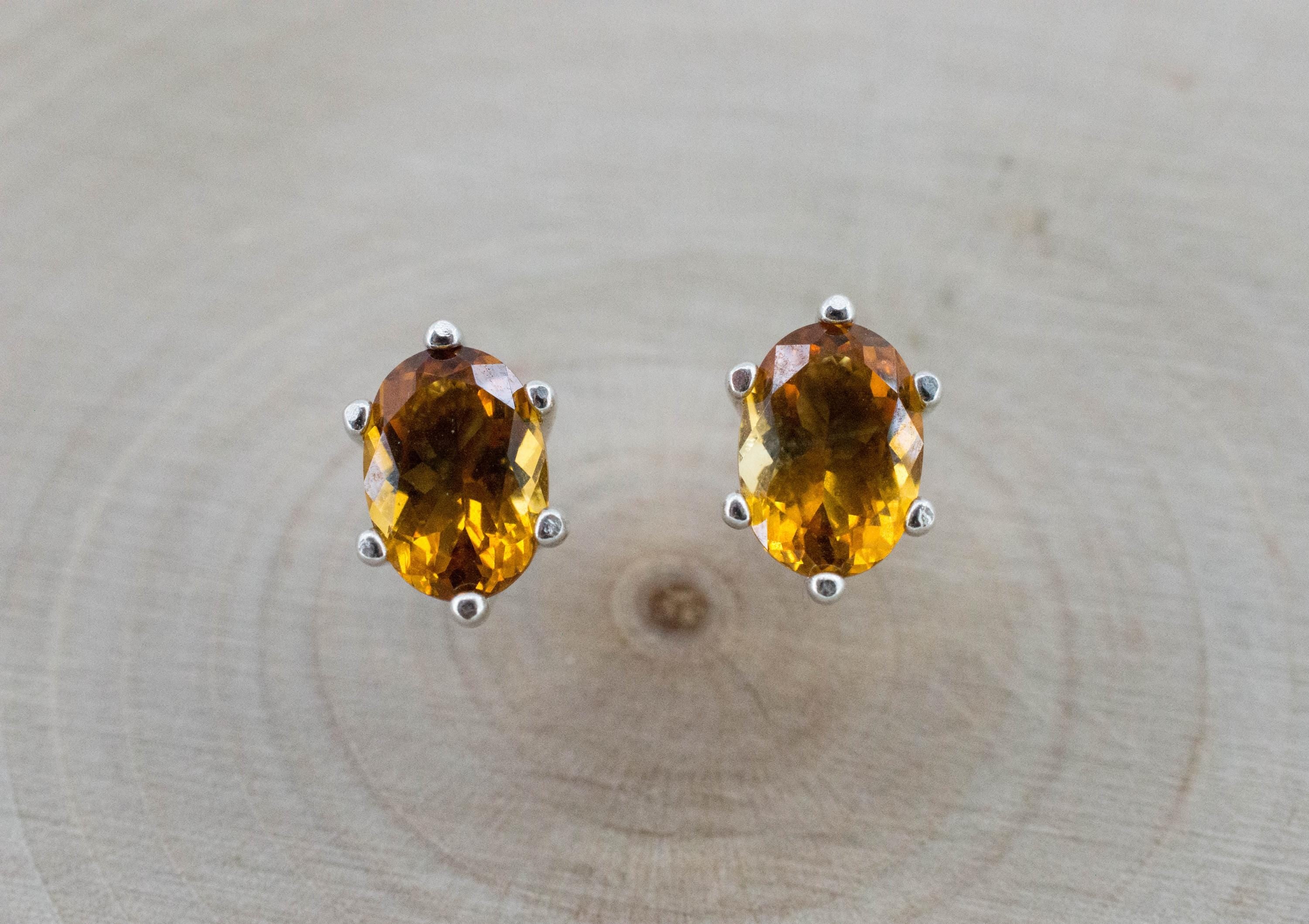 Citrine Earrings; Natural Untreated Uruguay Citrine; 1.400cts - Mark Oliver Gems