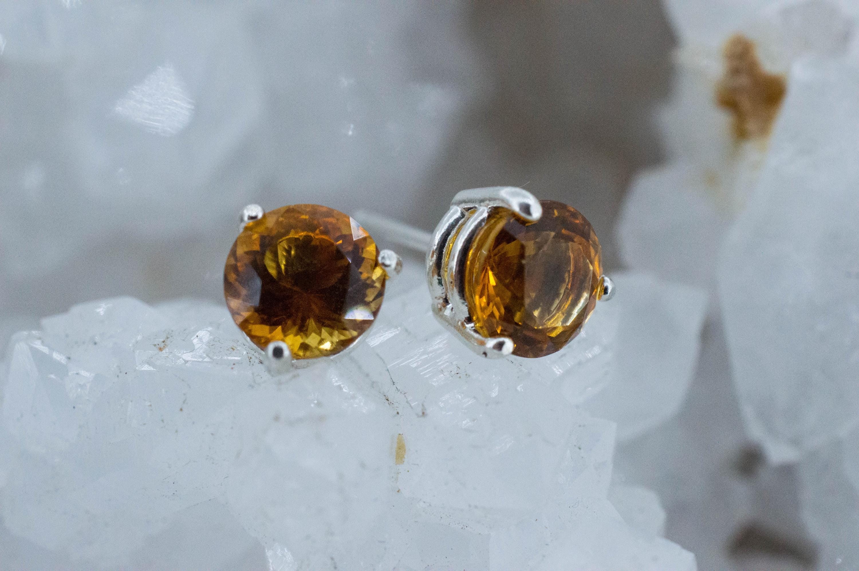 Citrine Earrings; Natural Untreated Uruguay Citrine; 2.425cts - Mark Oliver Gems