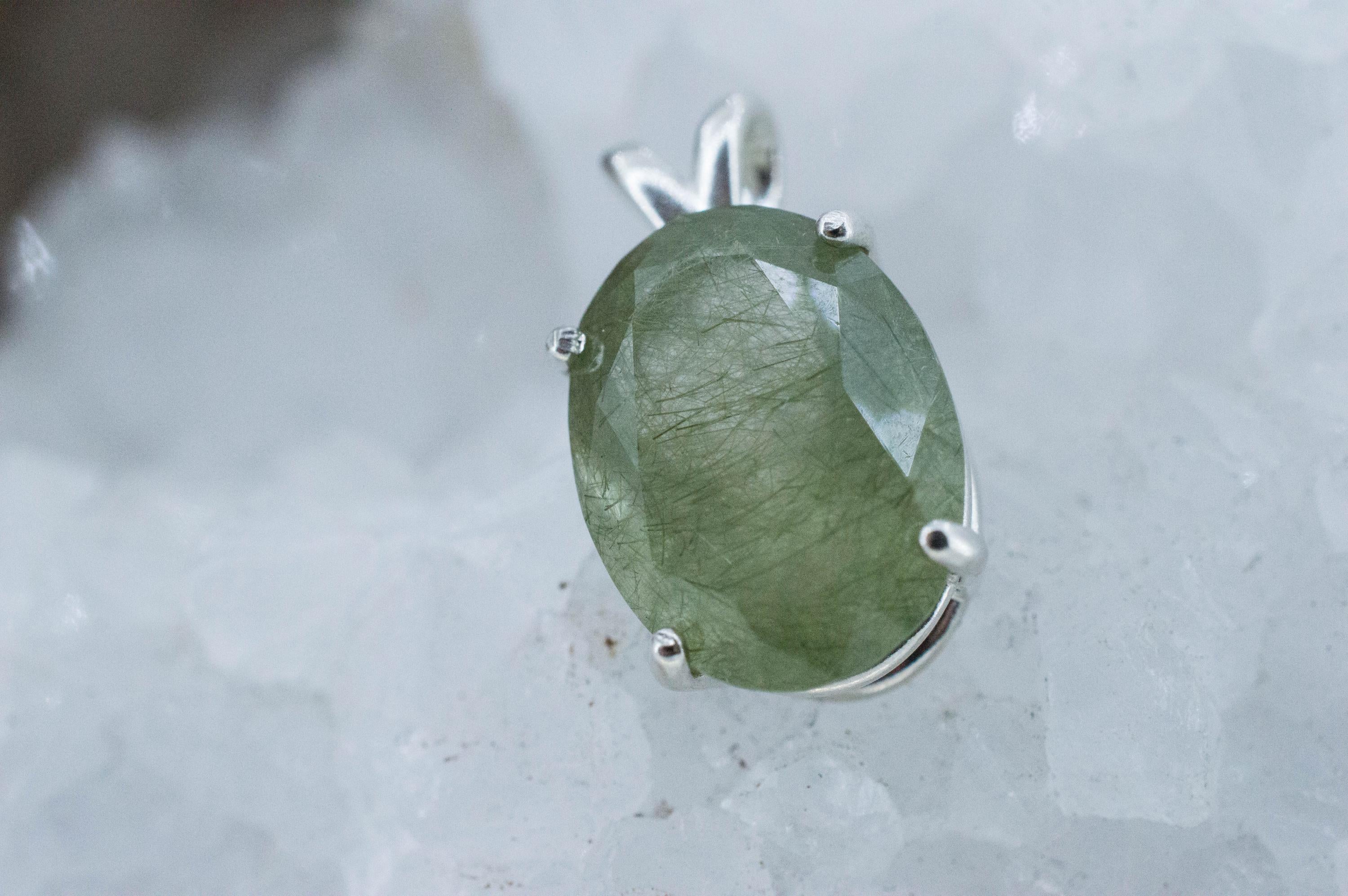 Byssolite Quartz Pendant, Natural Untreated Tanzania Included Quartz; 9.005cts