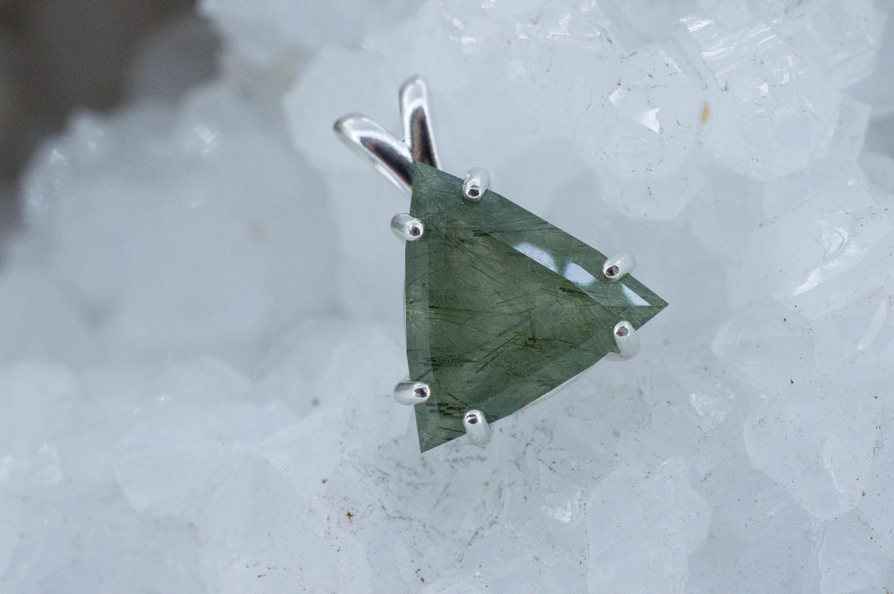 Byssolite Quartz Pendant, Natural Untreated Tanzania Included Quartz; 8.605cts