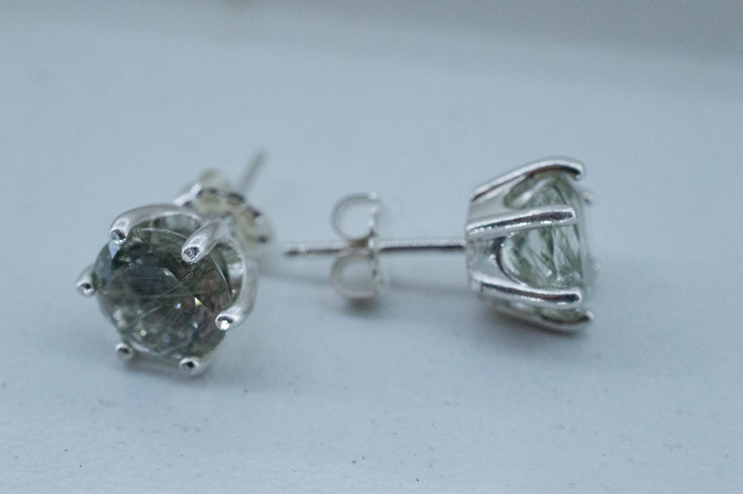 Byssolite Quartz Earrings; NaturalUntreated Tanzania Included Quartz; 3.600cts - Mark Oliver Gems