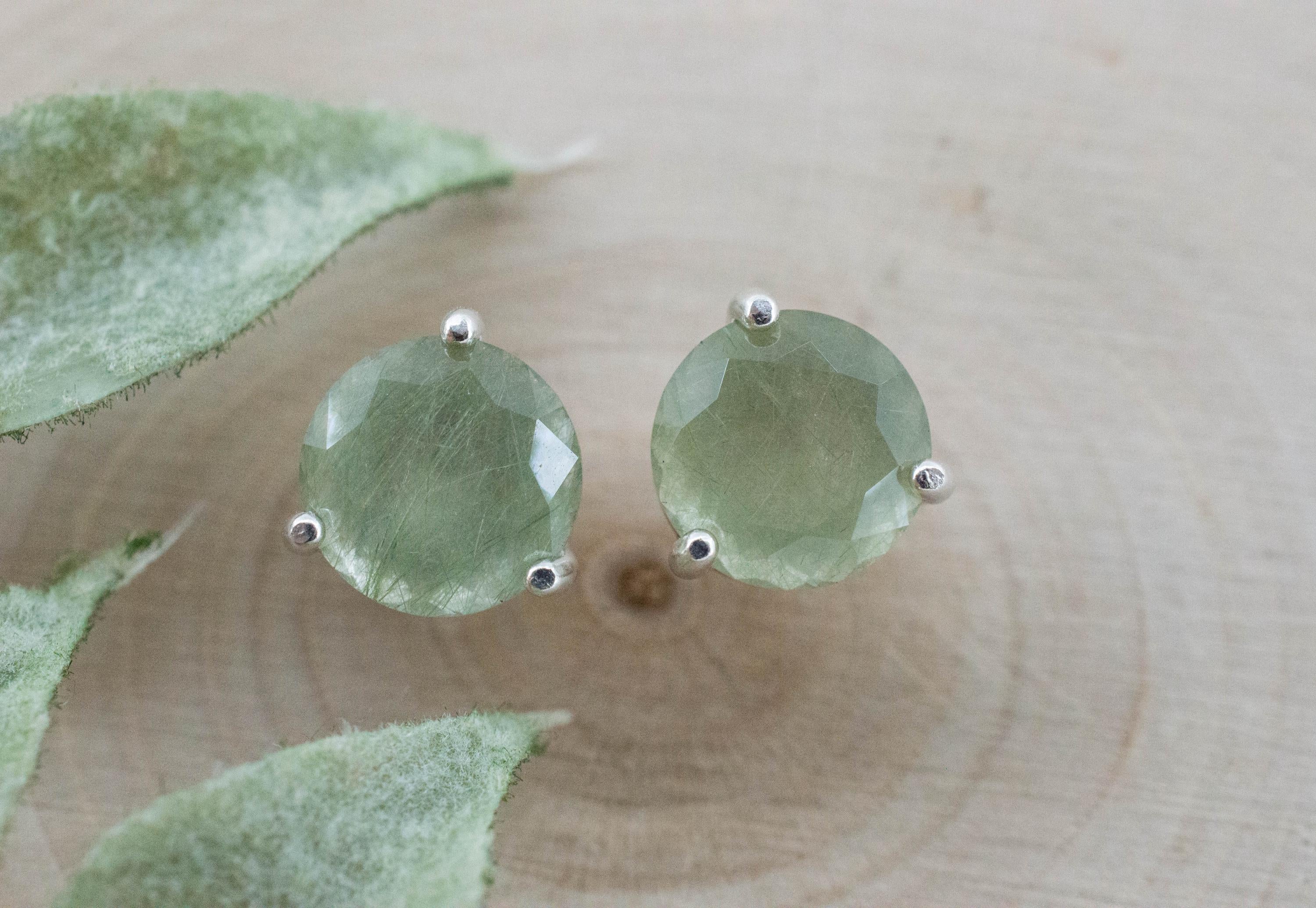 Byssolite Quartz Earrings; Natural Untreated Tanzania Included Quartz; 3.690cts - Mark Oliver Gems