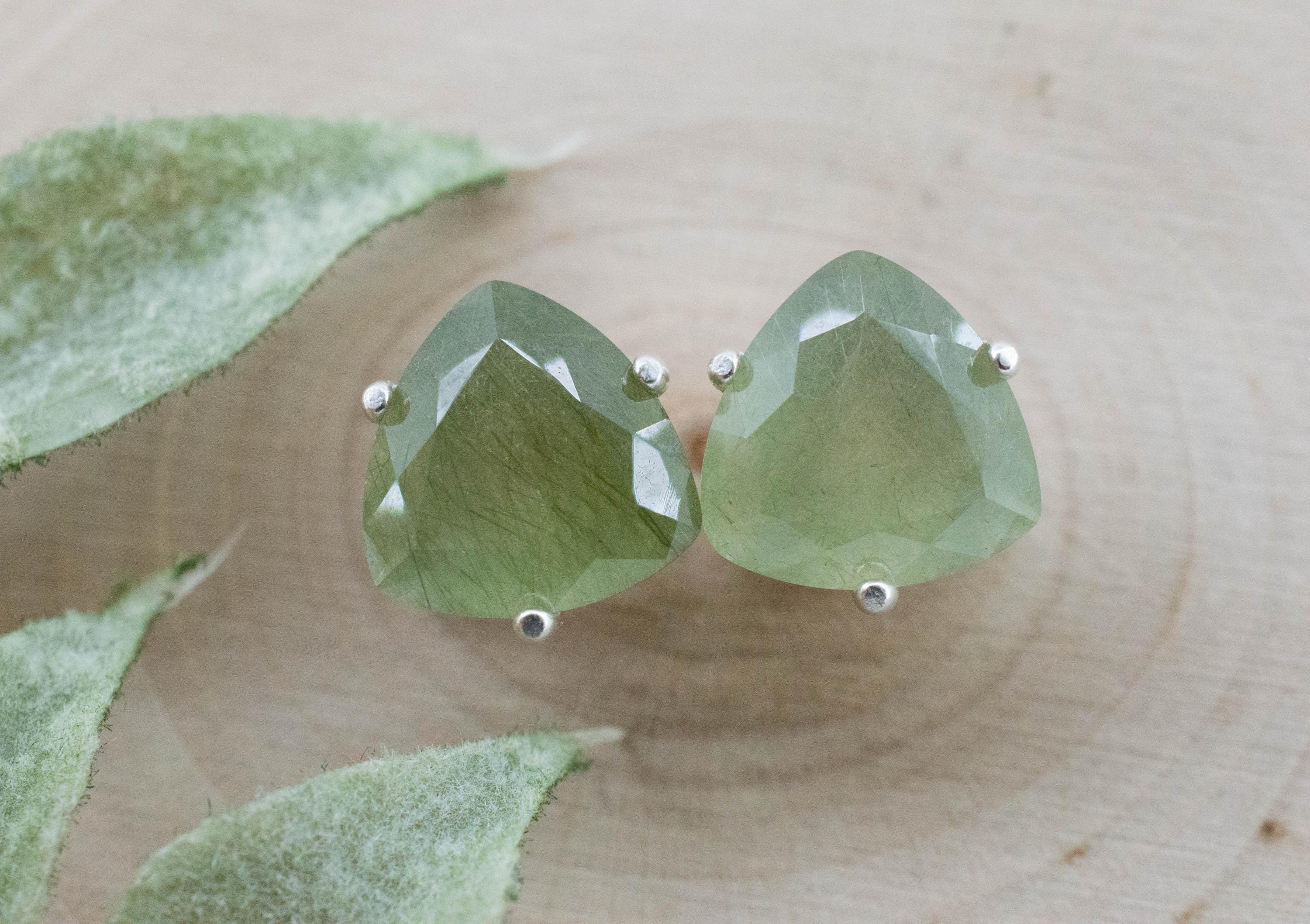 Byssolite Quartz Earrings; Natural Untreated Tanzania Included Quartz; 6.135cts - Mark Oliver Gems