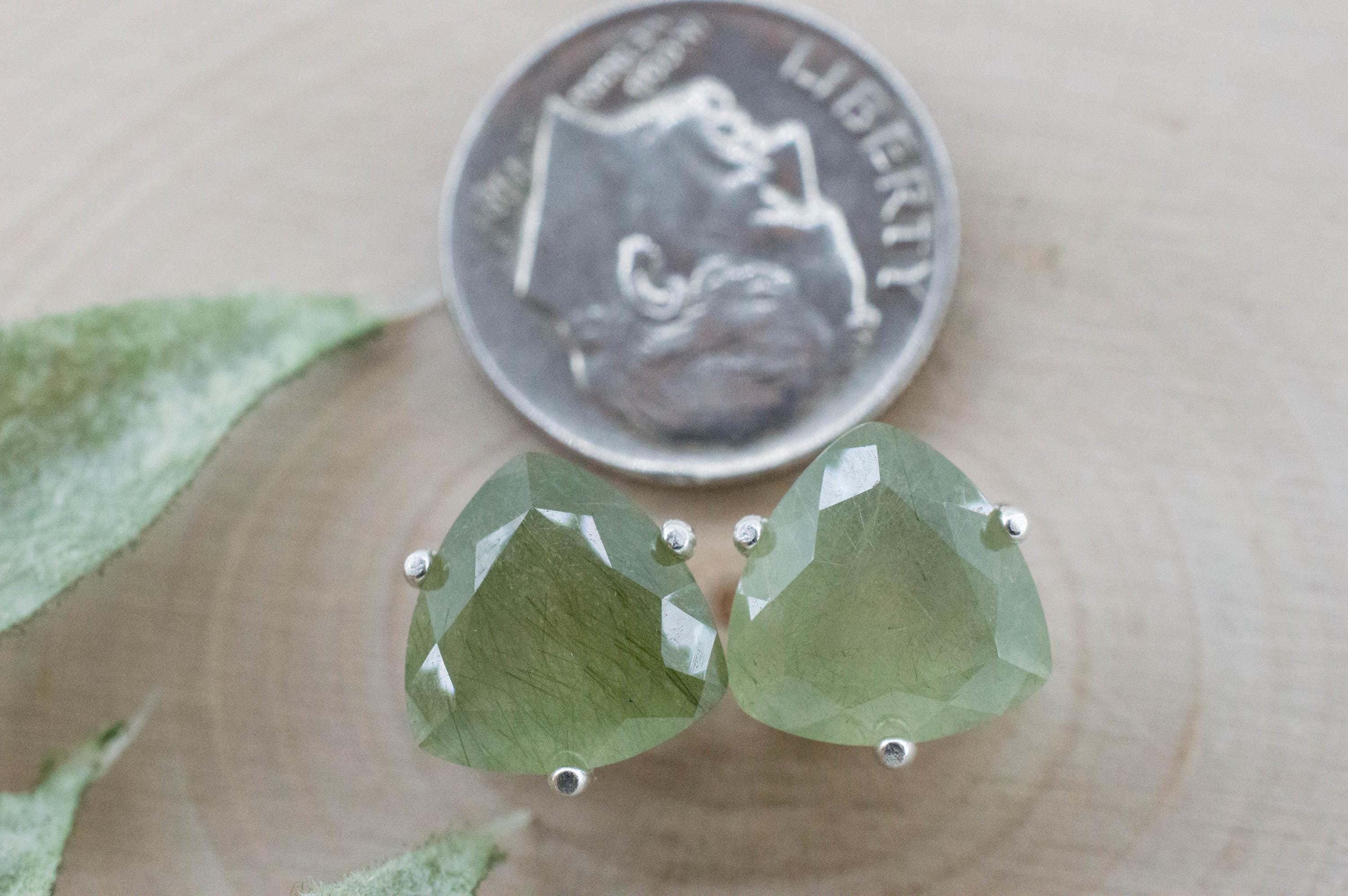 Byssolite Quartz Earrings; Natural Untreated Tanzania Included Quartz; 6.135cts - Mark Oliver Gems
