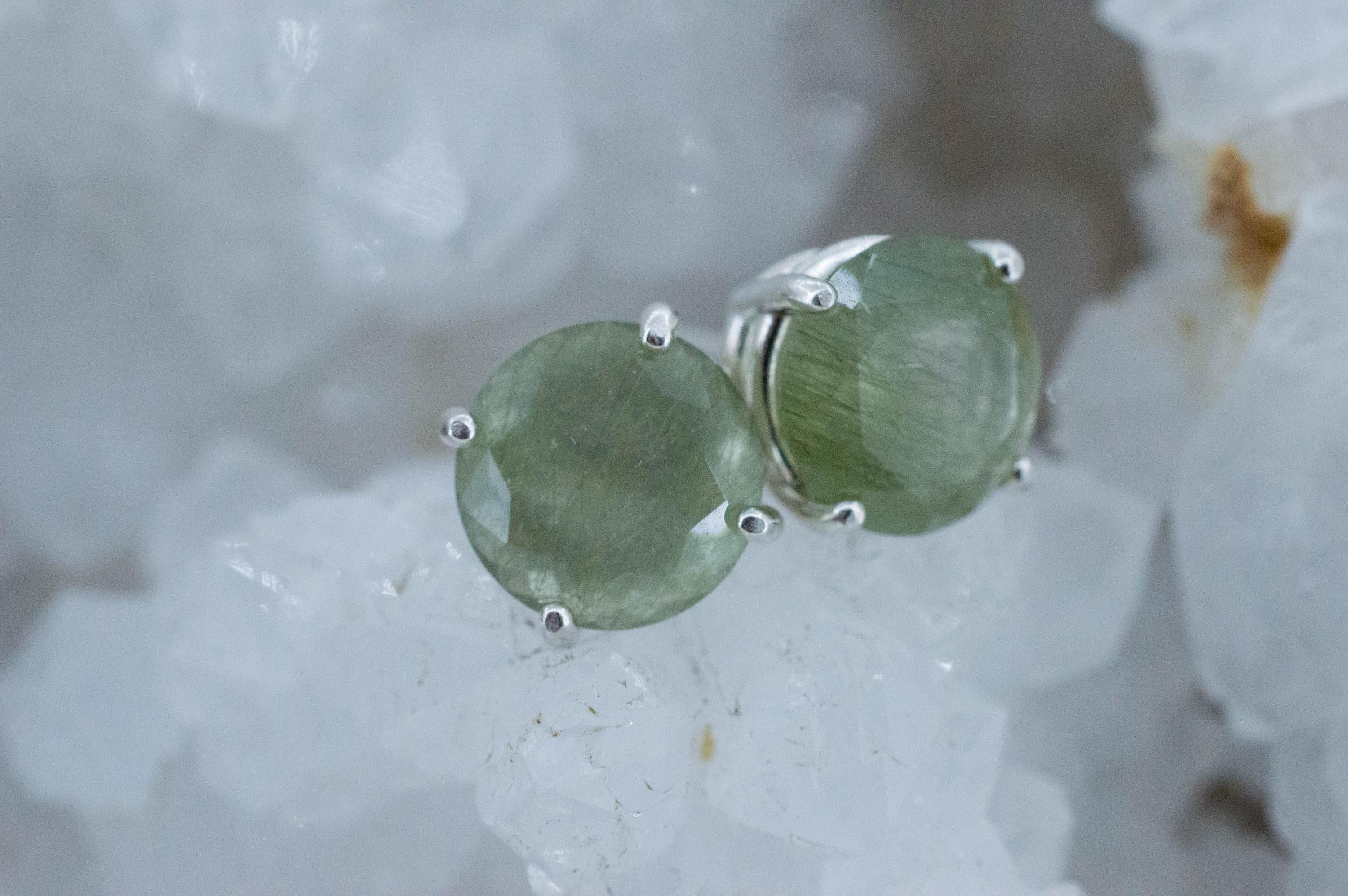 Byssolite Quartz Earrings; Natural Untreated Tanzania Included Quartz; 7.140cts - Mark Oliver Gems