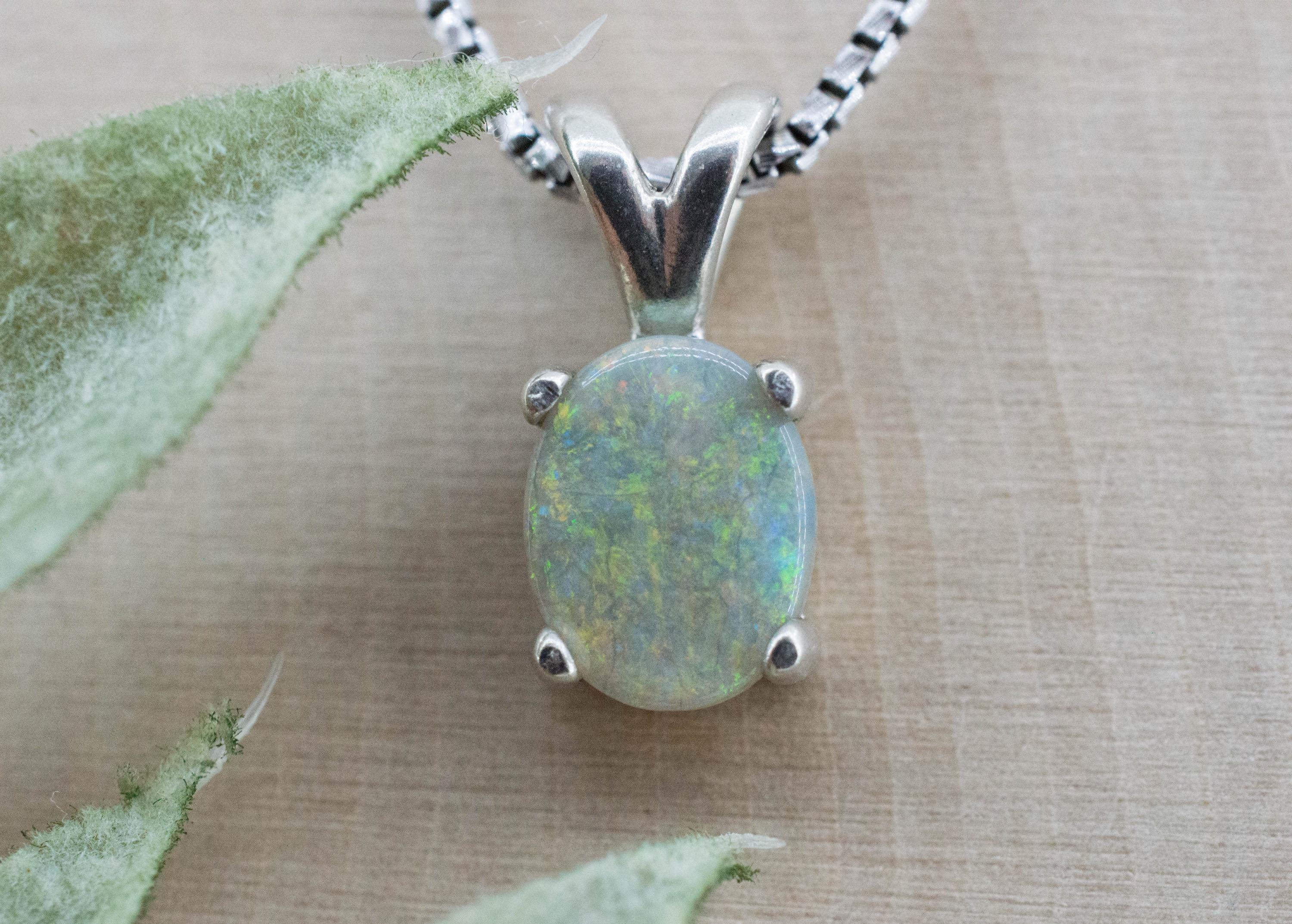 Gray Opal Pendant, Natural Untreated Australian Opal; 0.880cts - Mark Oliver Gems