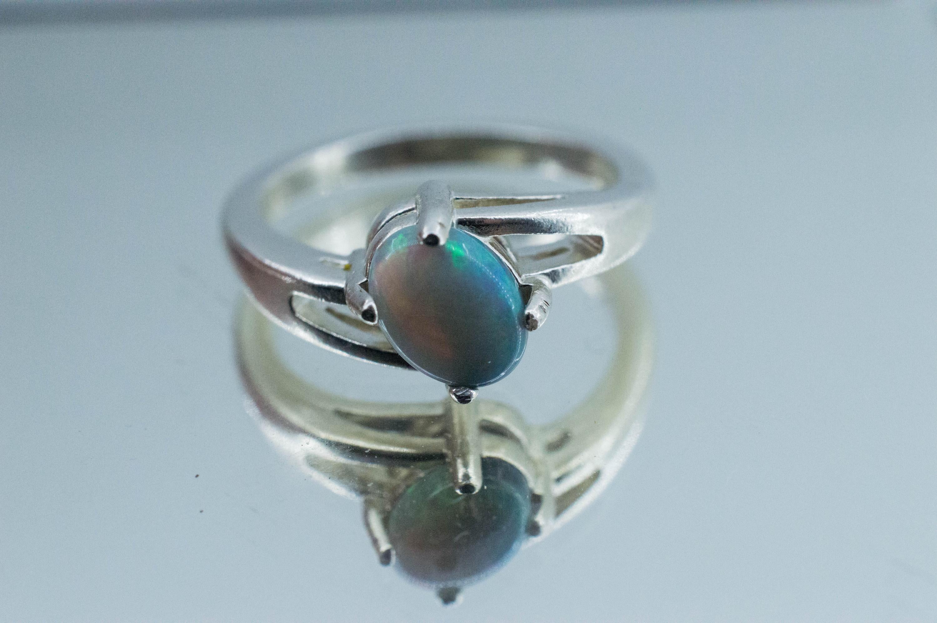 Gray Opal Ring, Natural Untreated Australian Opal; 0.775cts - Mark Oliver Gems