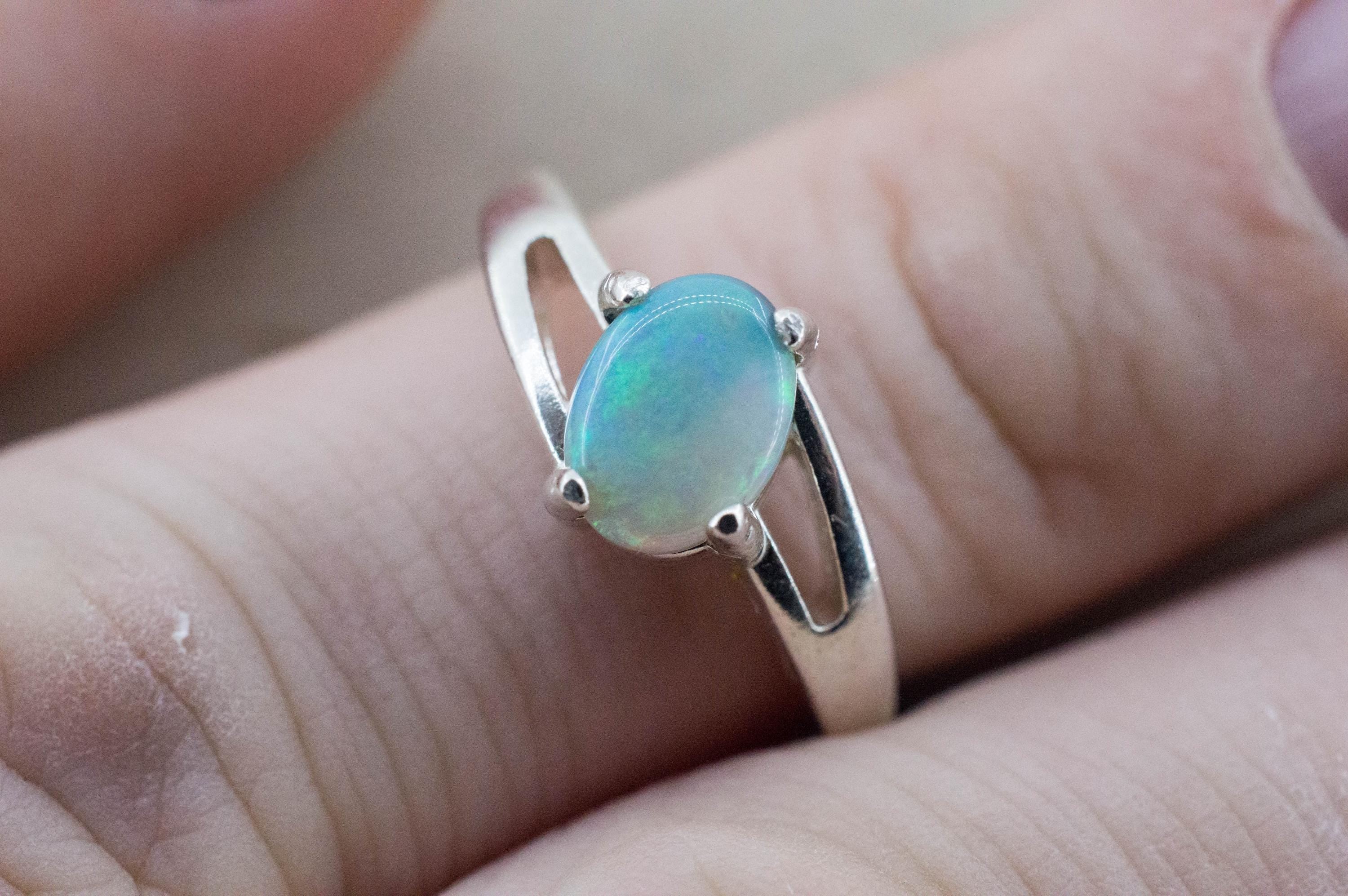 Gray Opal Ring, Natural Untreated Australian Opal; 0.775cts - Mark Oliver Gems