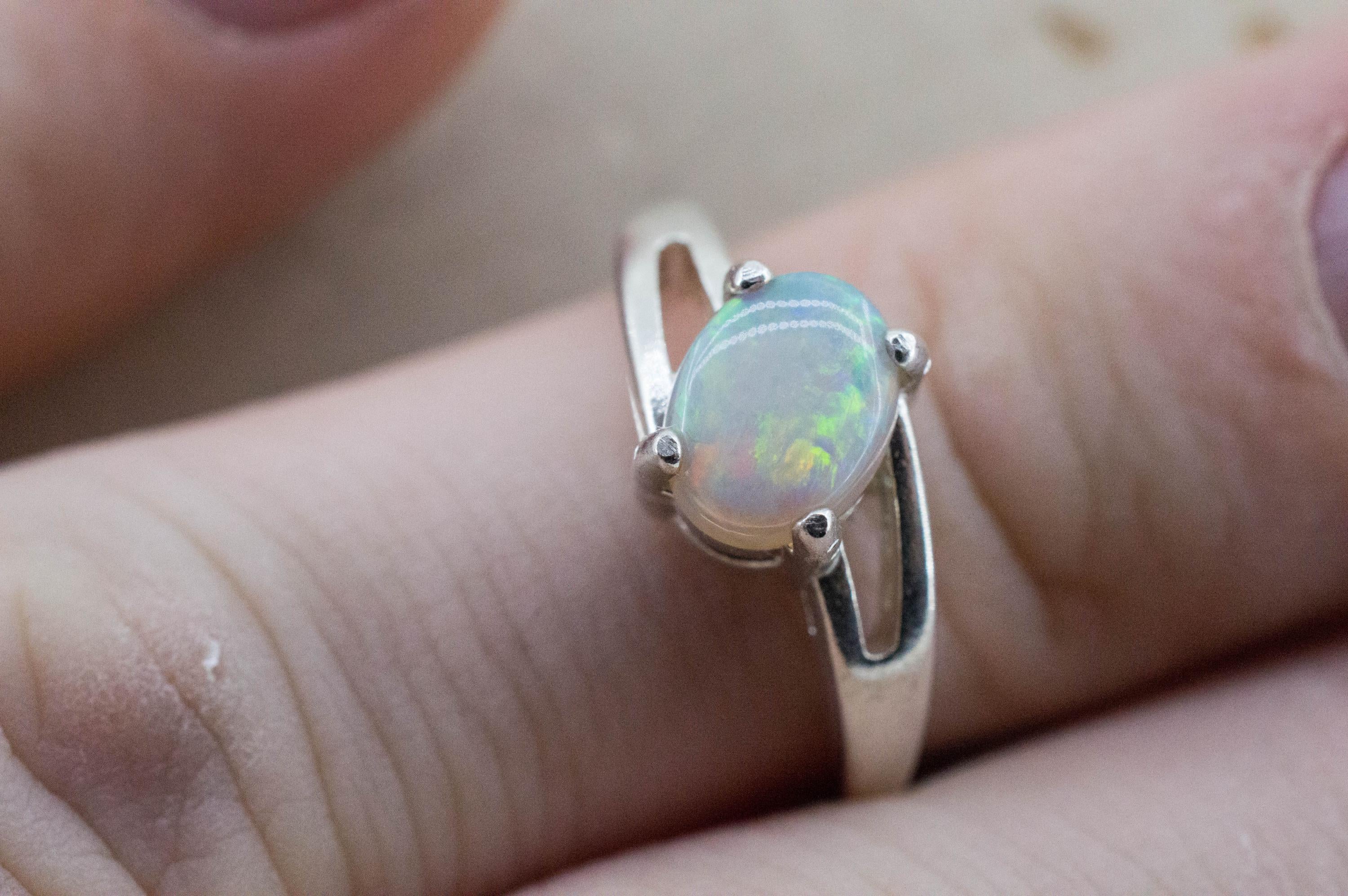 Gray Opal Ring, Natural Untreated Australian Opal; 0.880cts - Mark Oliver Gems