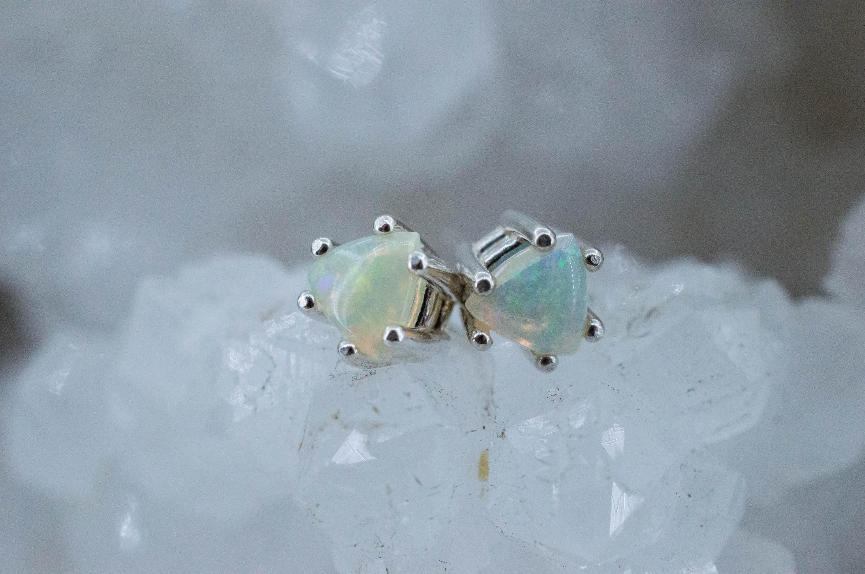 Opal Earrings, Natural Untreated Australian Opal; 0.485cts - Mark Oliver Gems