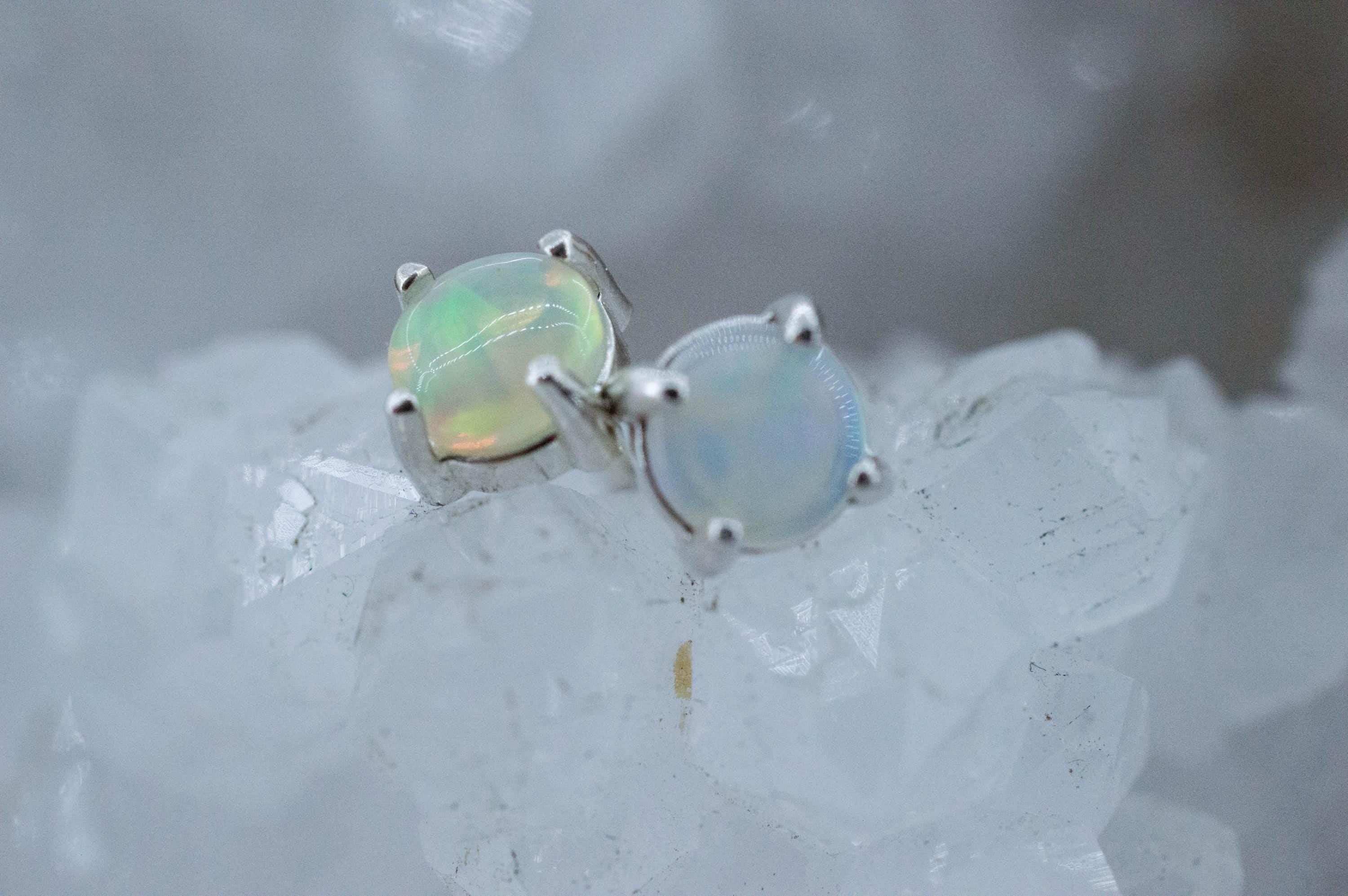 Opal Earrings, Natural Untreated Australian Opal; 0.545cts - Mark Oliver Gems