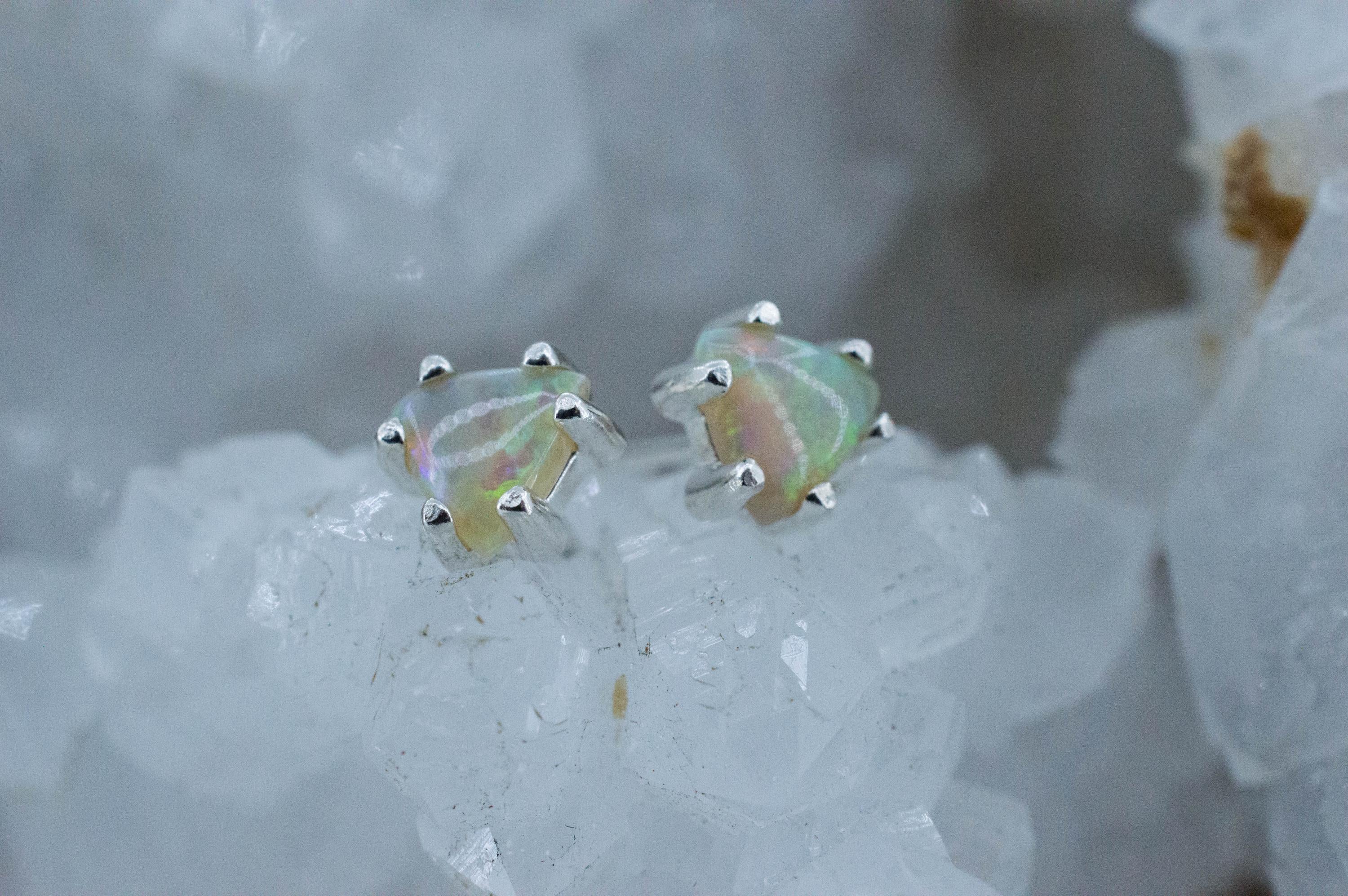 Opal Earrings, Natural Untreated Australian Opal; 0.815cts - Mark Oliver Gems