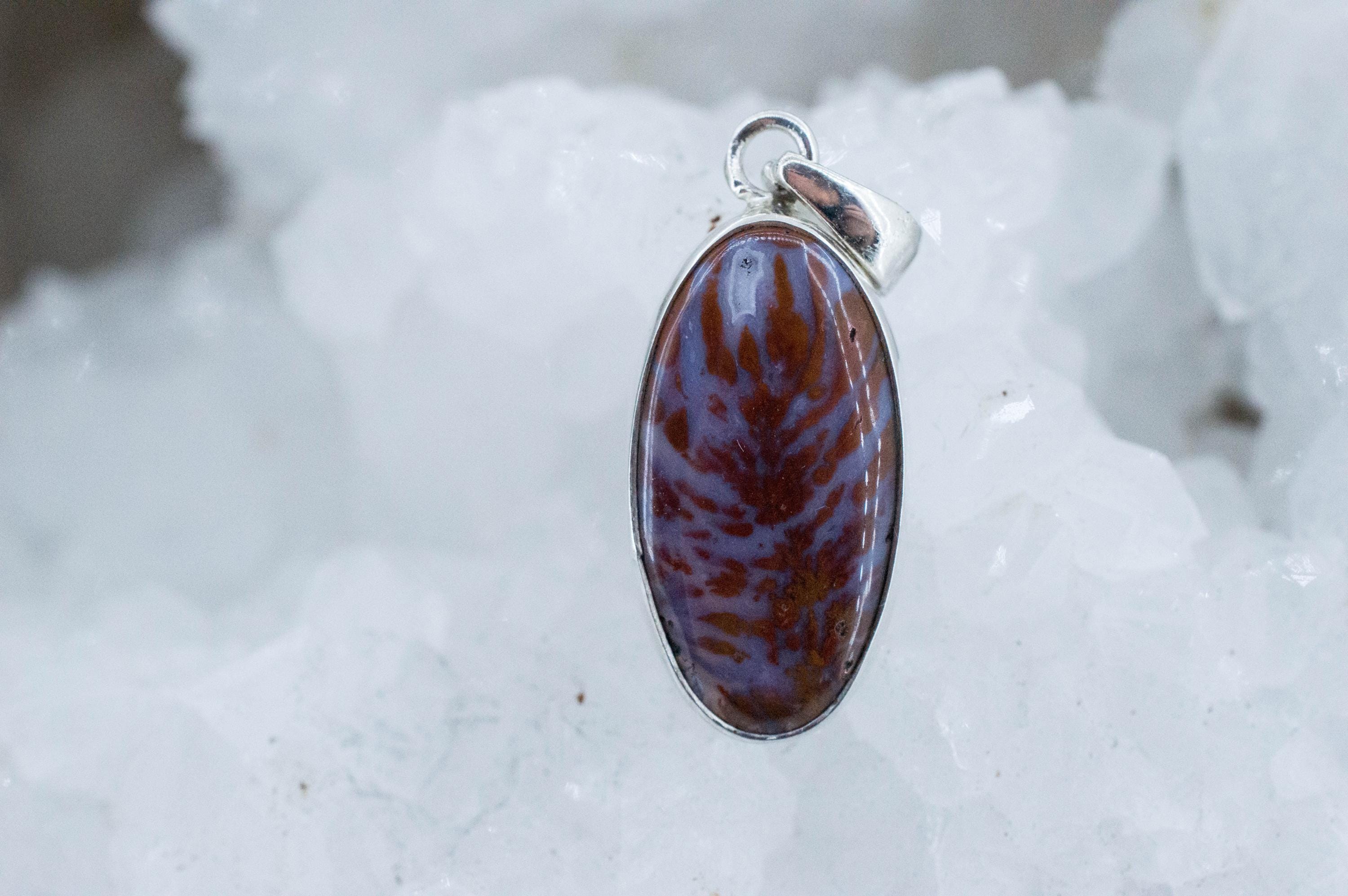 Wingate Agate Pendant, Natural Untreated California Plume Agate; 22x16mm - Mark Oliver Gems