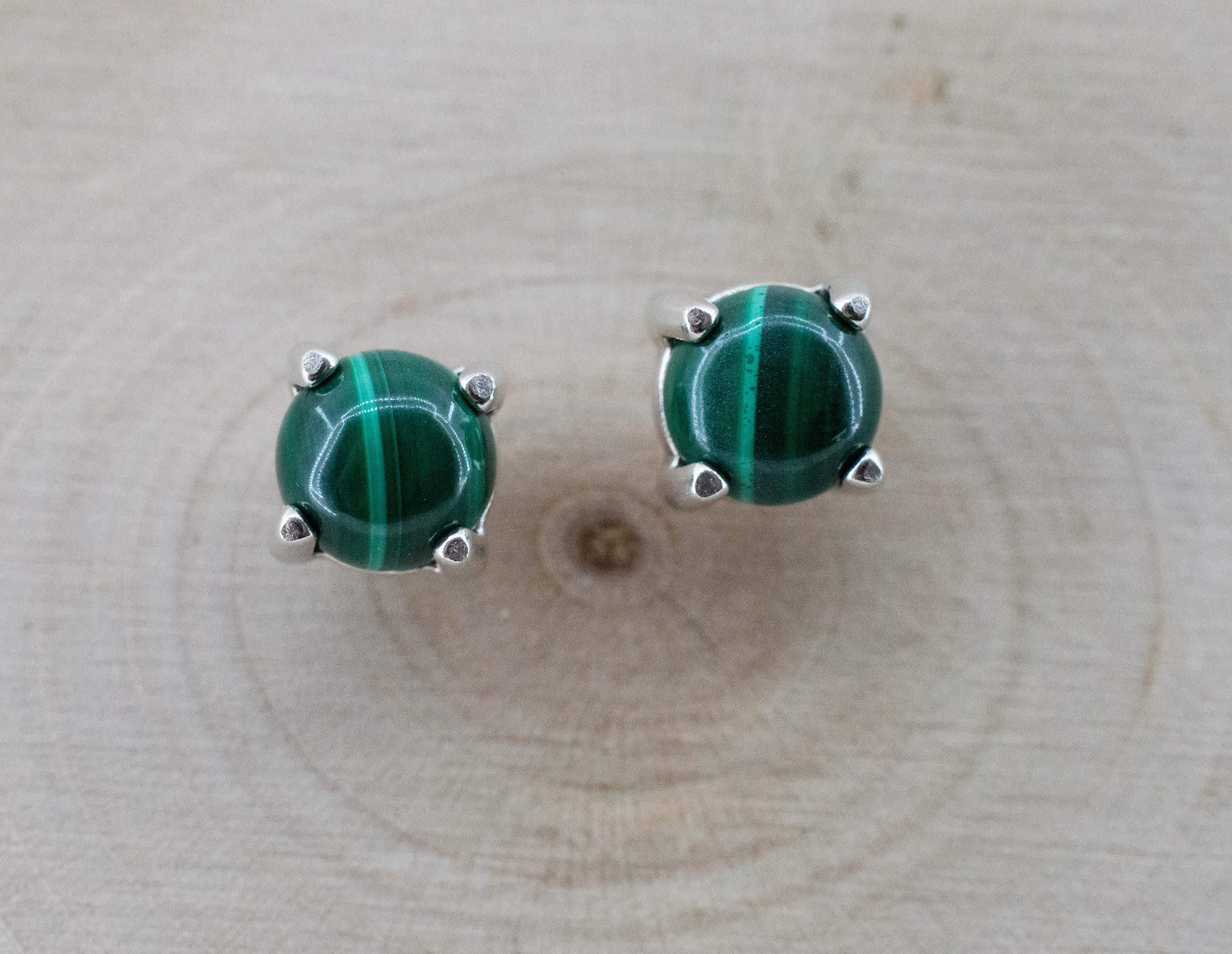 Malachite Earrings; Natural Untreated Congo Malachite; 2.230cts - Mark Oliver Gems