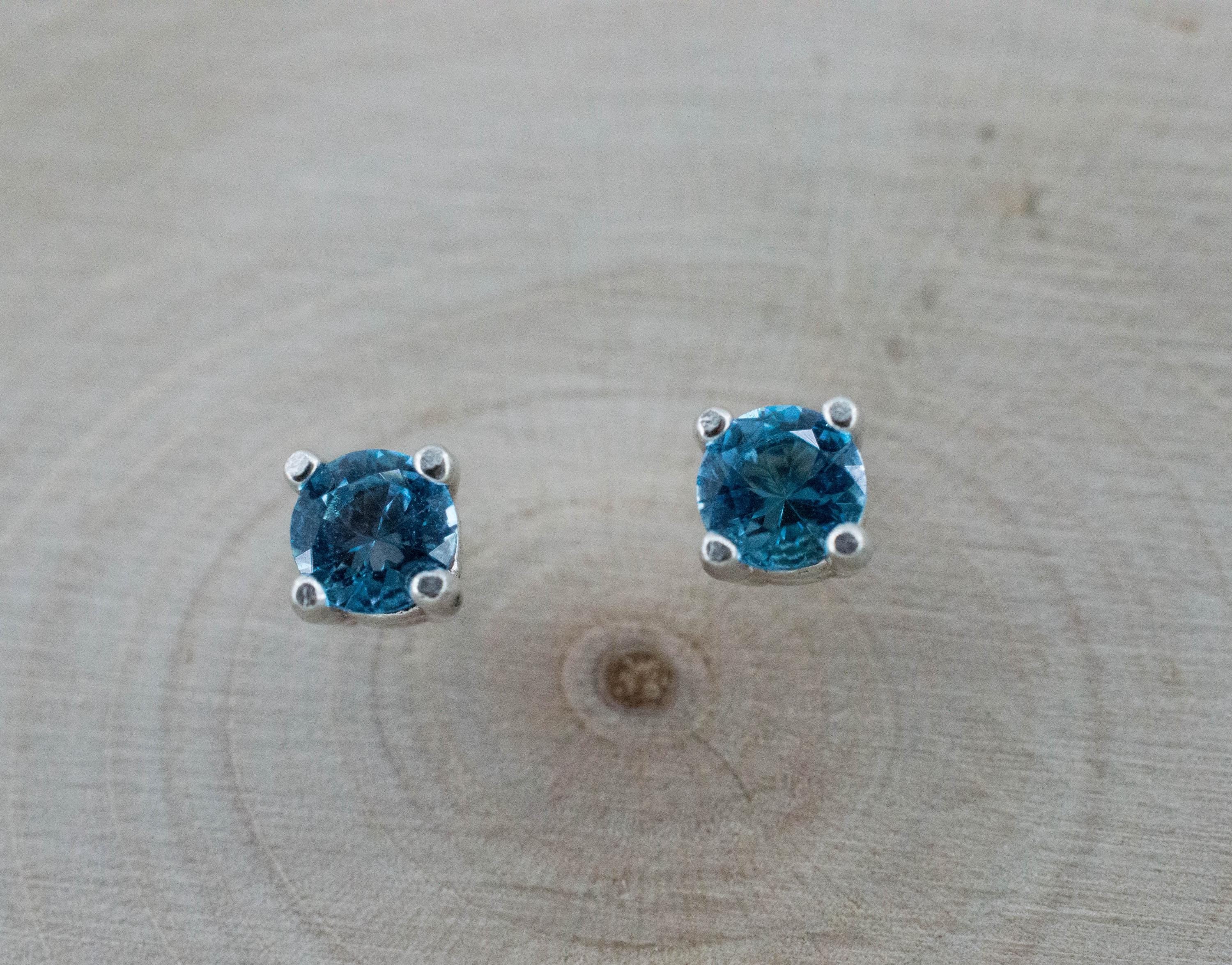 Blue Topaz Earrings; Natural Brazil Topaz; 0.530cts - Mark Oliver Gems