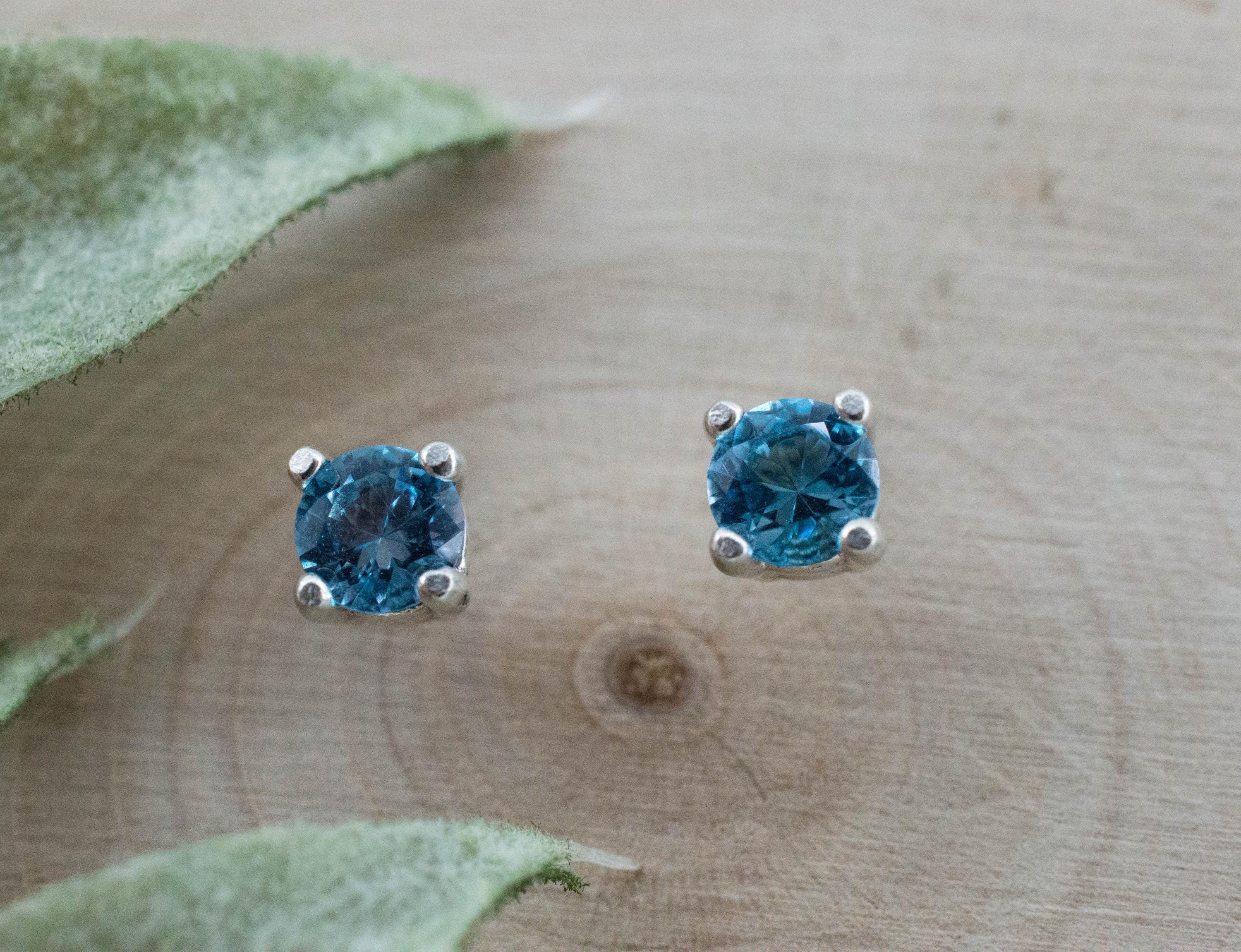 Blue Topaz Earrings; Natural Brazil Topaz; 0.530cts - Mark Oliver Gems
