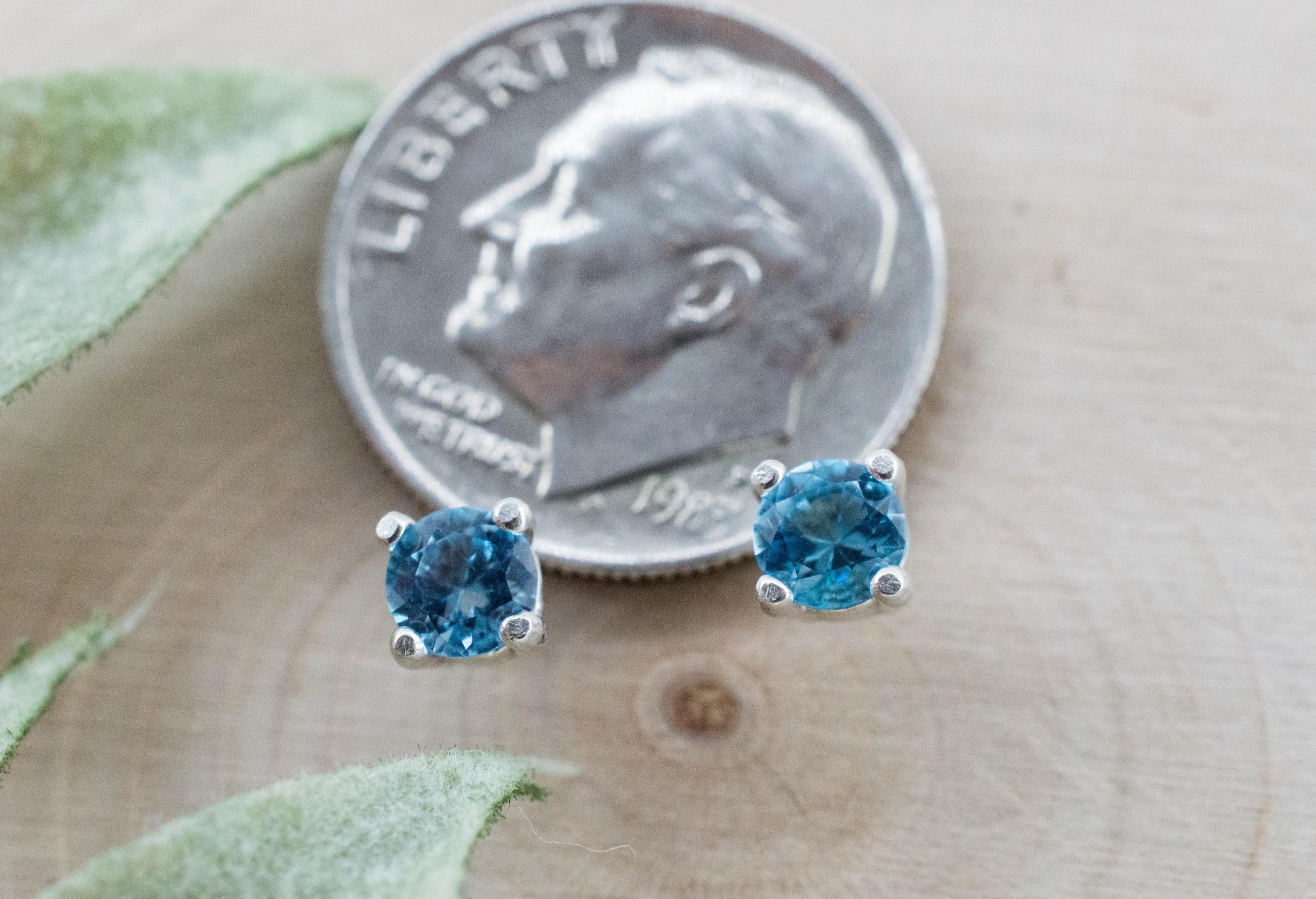 Blue Topaz Earrings; Natural Brazil Topaz; 0.530cts - Mark Oliver Gems