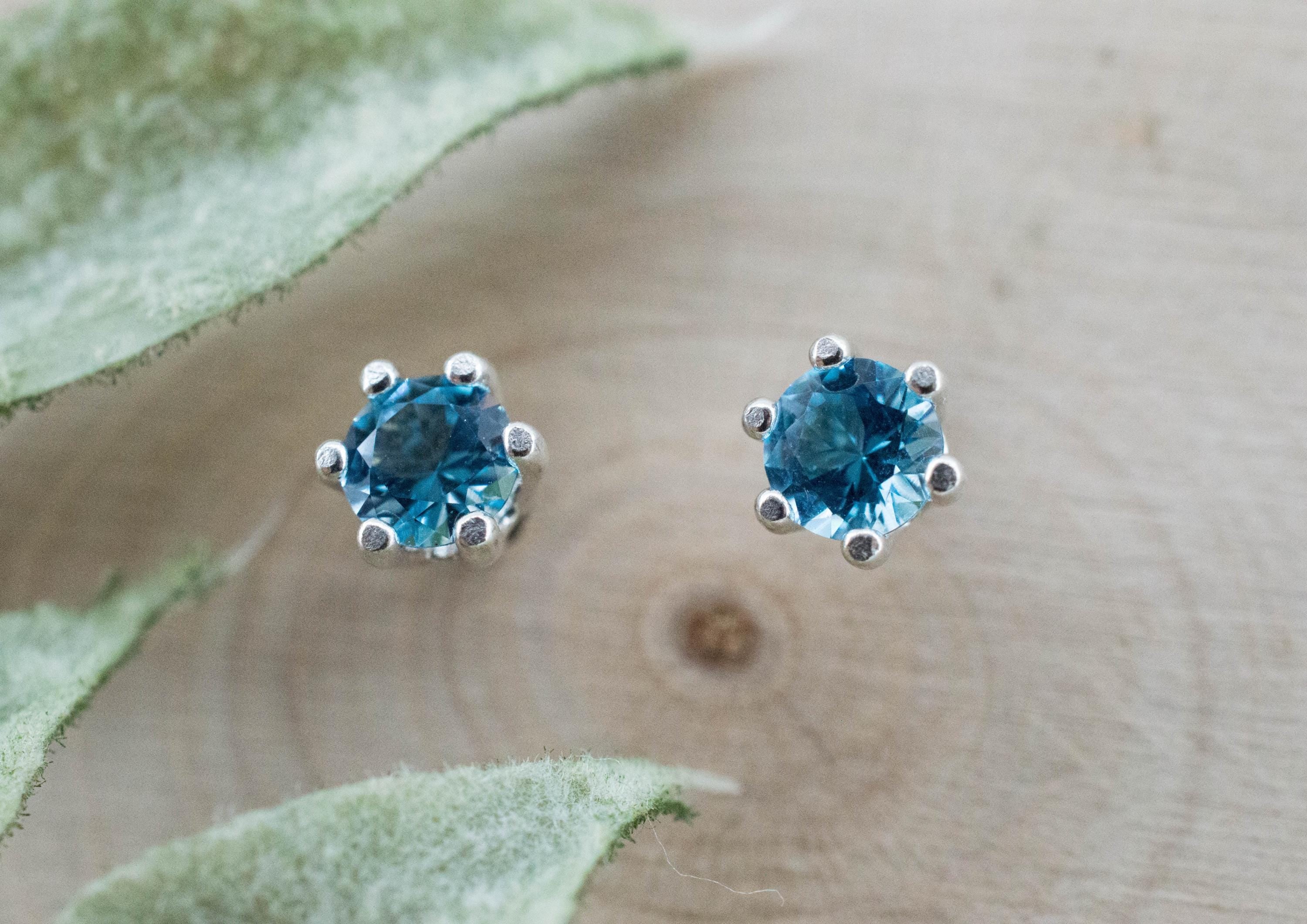 Blue Topaz Earrings; Natural Brazil Topaz; 0.545cts - Mark Oliver Gems