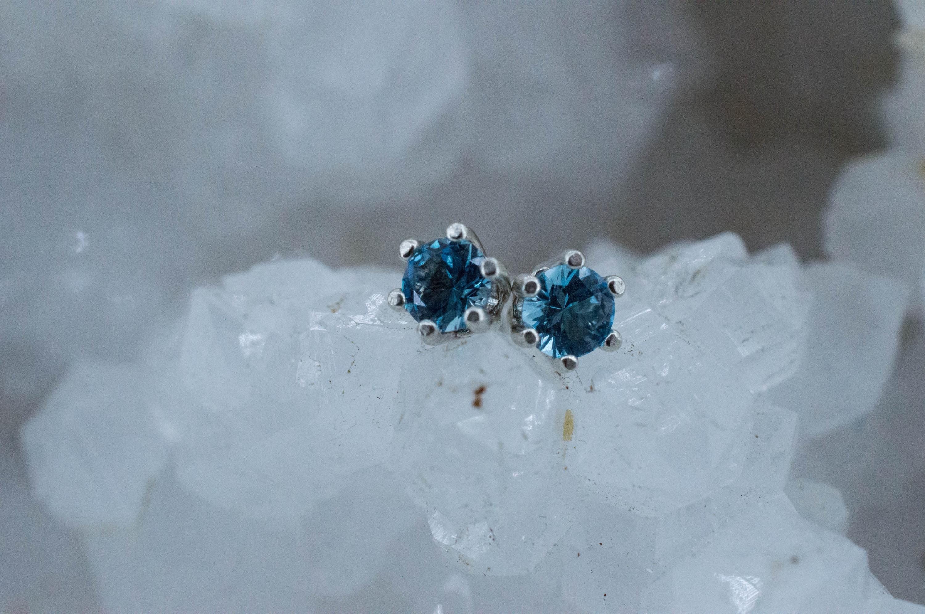 Blue Topaz Earrings; Natural Brazil Topaz; 0.545cts - Mark Oliver Gems
