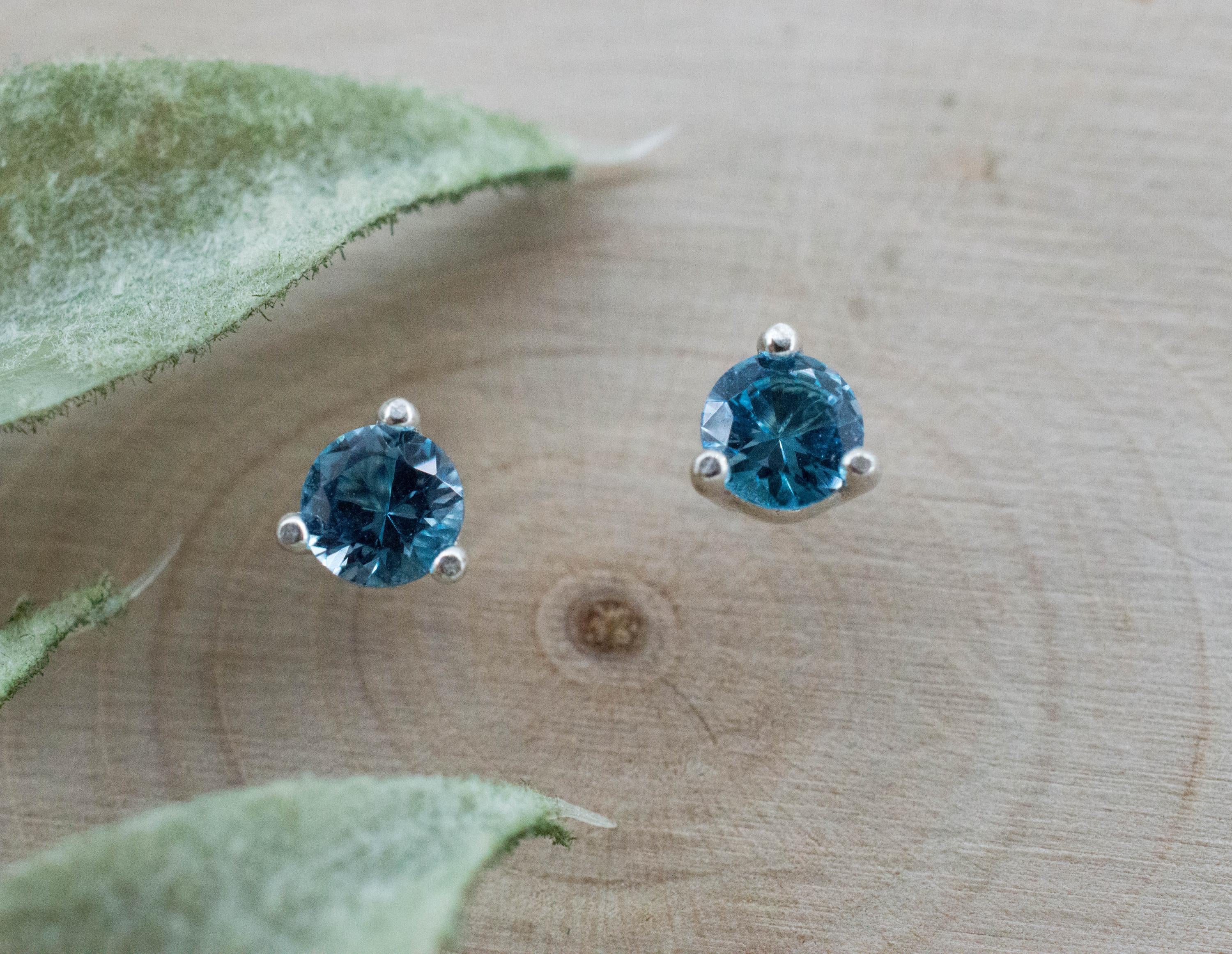 Blue Topaz Earrings; Natural Brazil Topaz; 0.550cts - Mark Oliver Gems