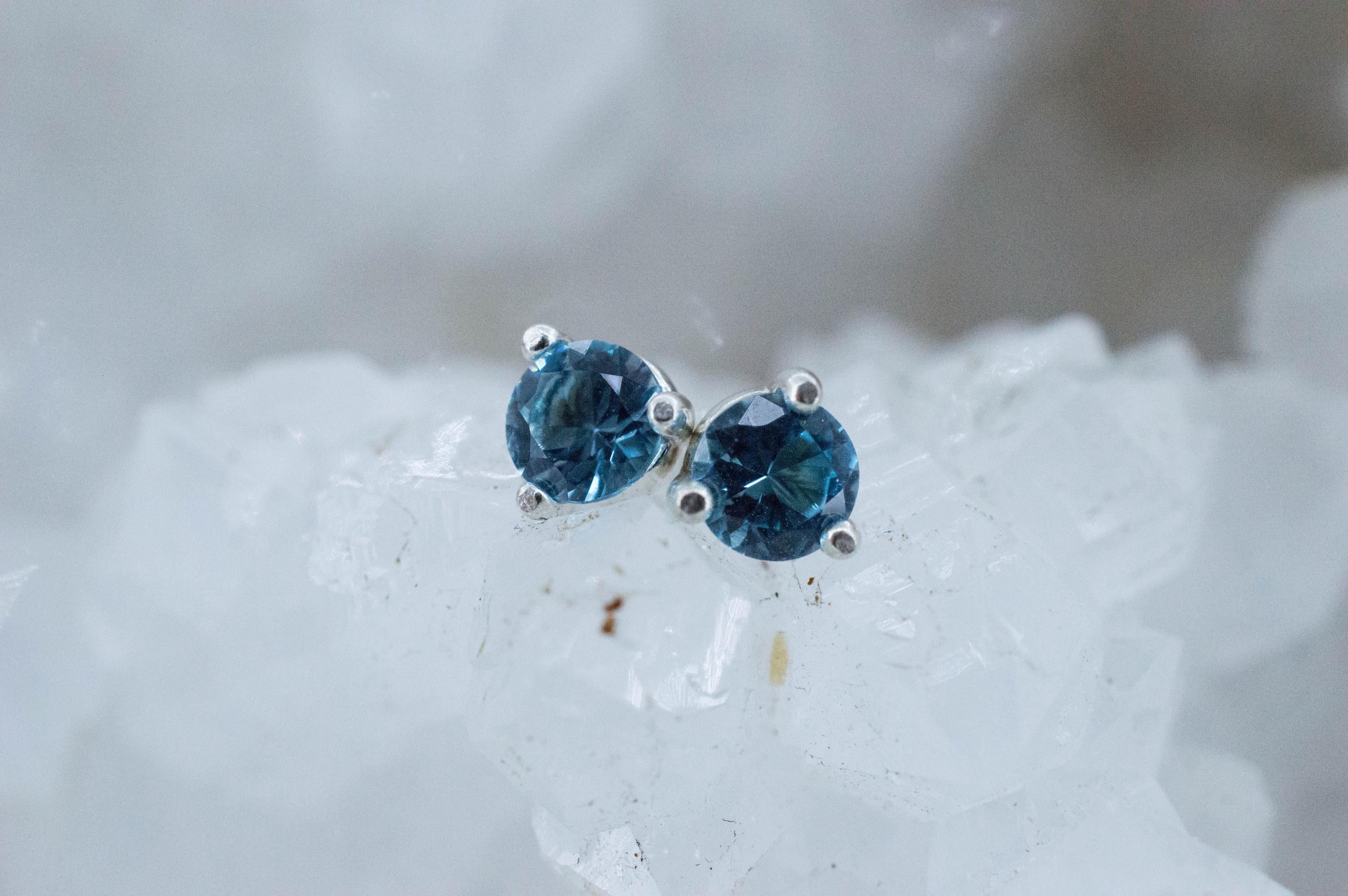 Blue Topaz Earrings; Natural Brazil Topaz; 0.550cts - Mark Oliver Gems
