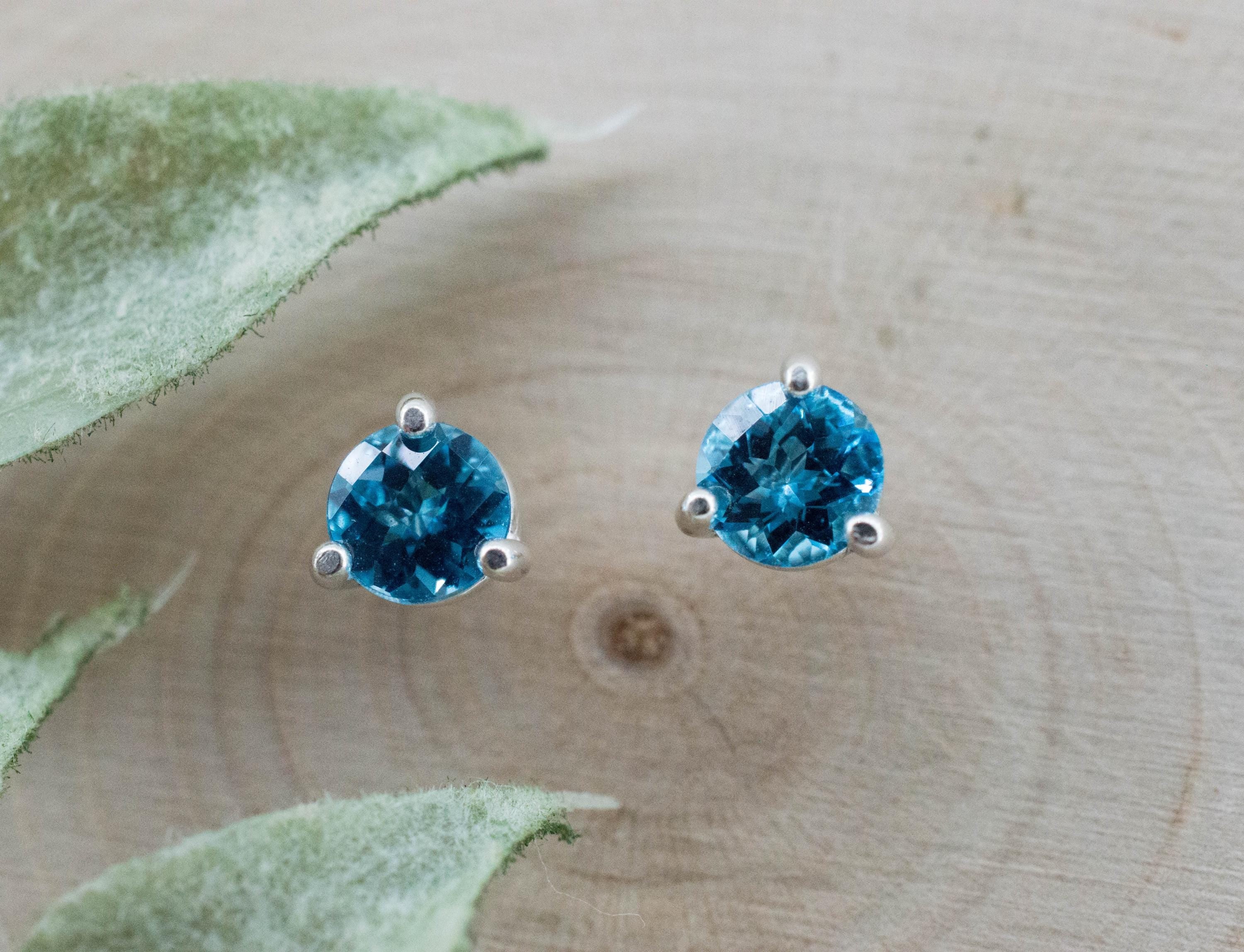 Blue Topaz Earrings; Natural Brazil Topaz; 1.095cts - Mark Oliver Gems