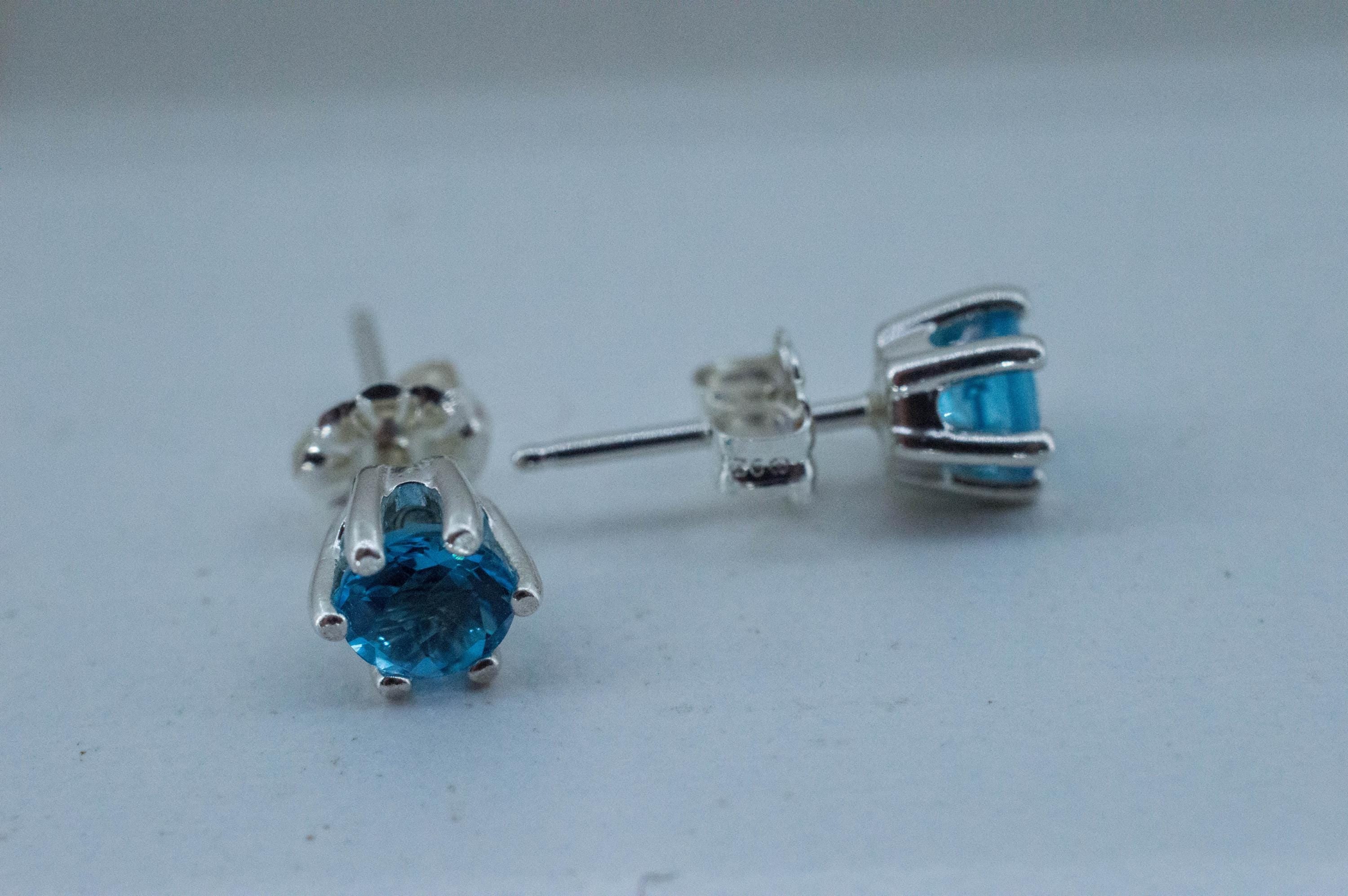 Blue Topaz Earrings; Natural Brazil Topaz; 1.175cts - Mark Oliver Gems