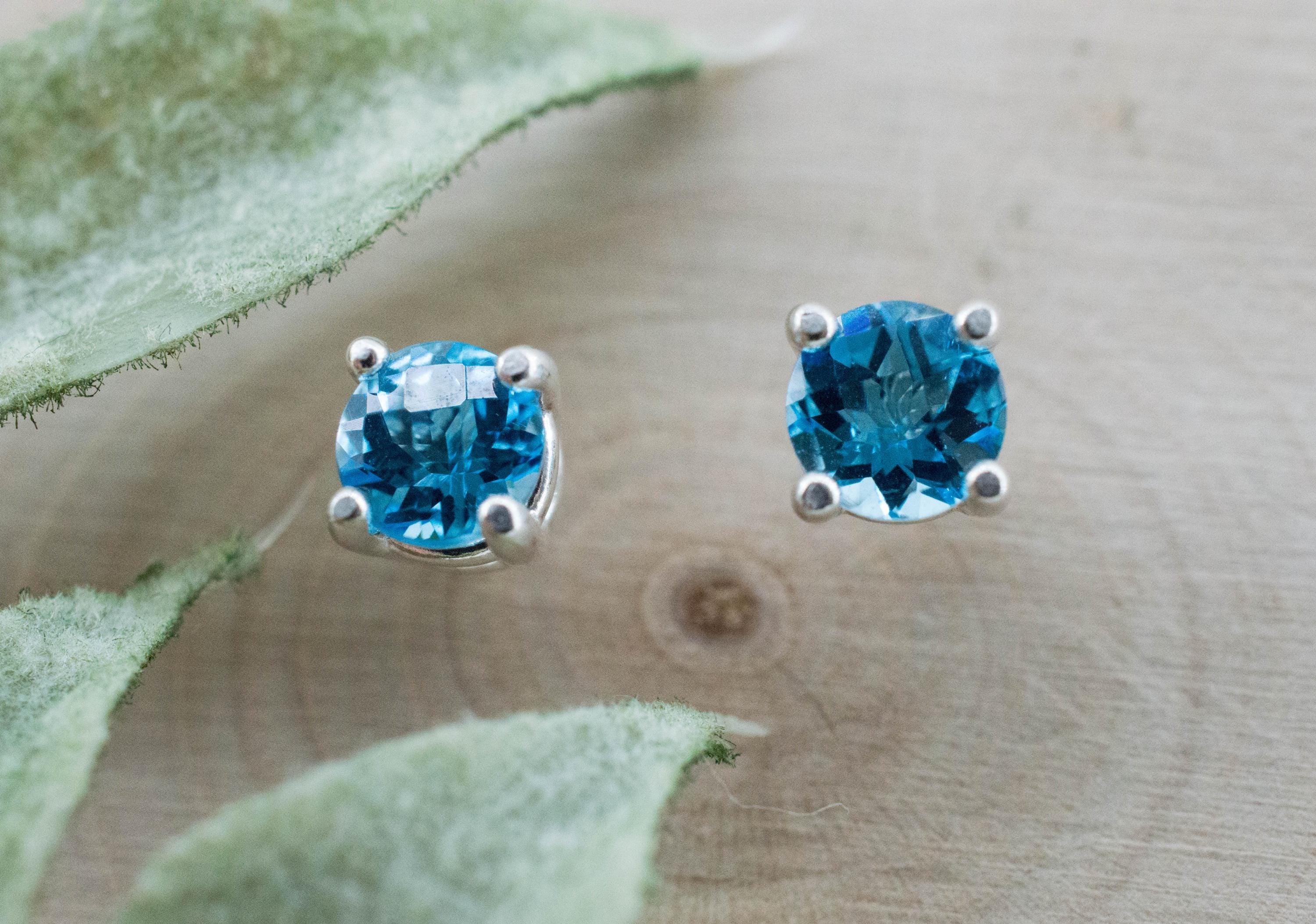 Blue Topaz Earrings; Natural Brazil Topaz; 1.180cts - Mark Oliver Gems