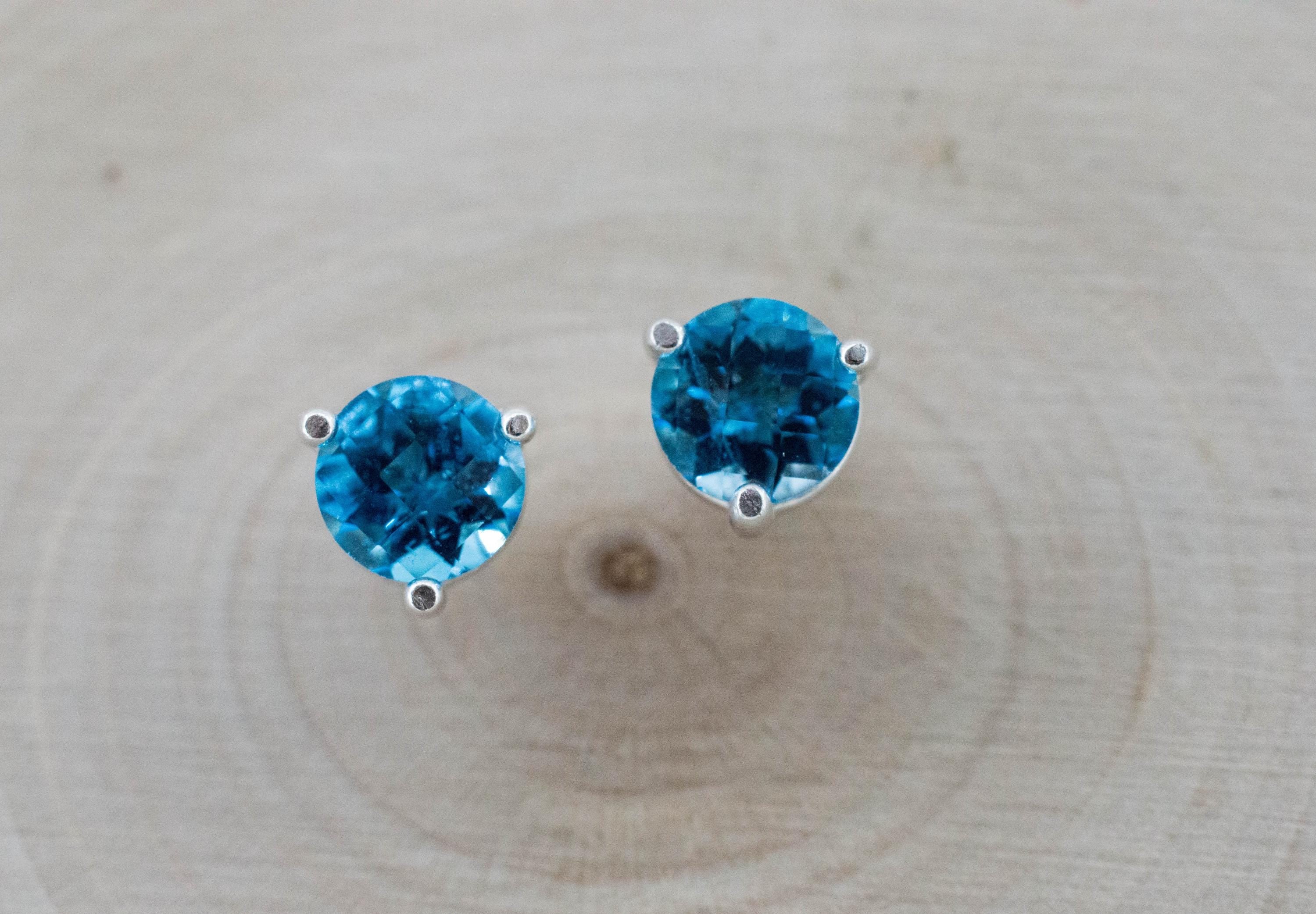 Blue Topaz Earrings; Natural Brazil Topaz; 1.905cts - Mark Oliver Gems