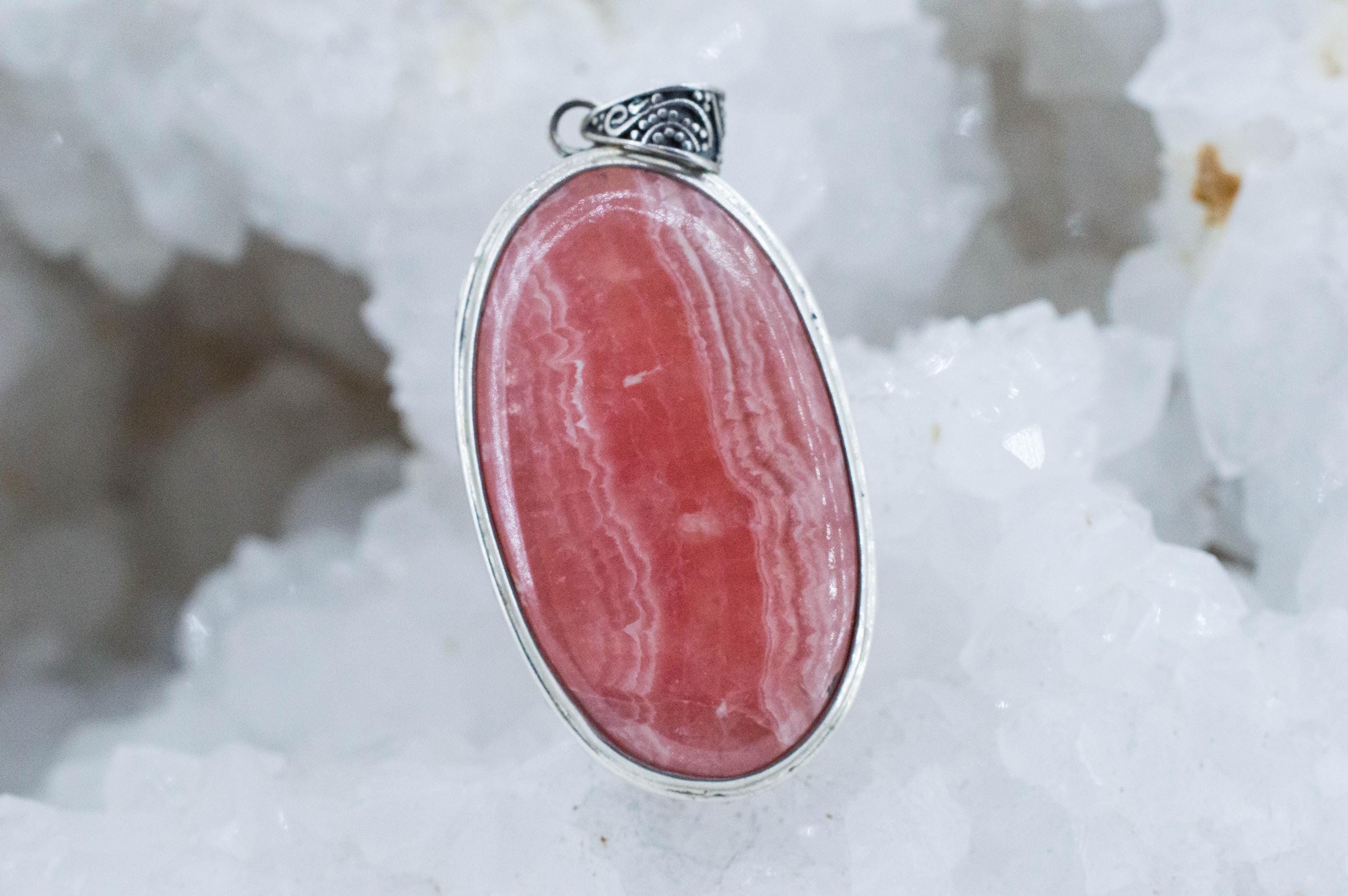 Rhodochrosite Pendant; Natural Untreated Argentina Rhodochrosite - Mark Oliver Gems