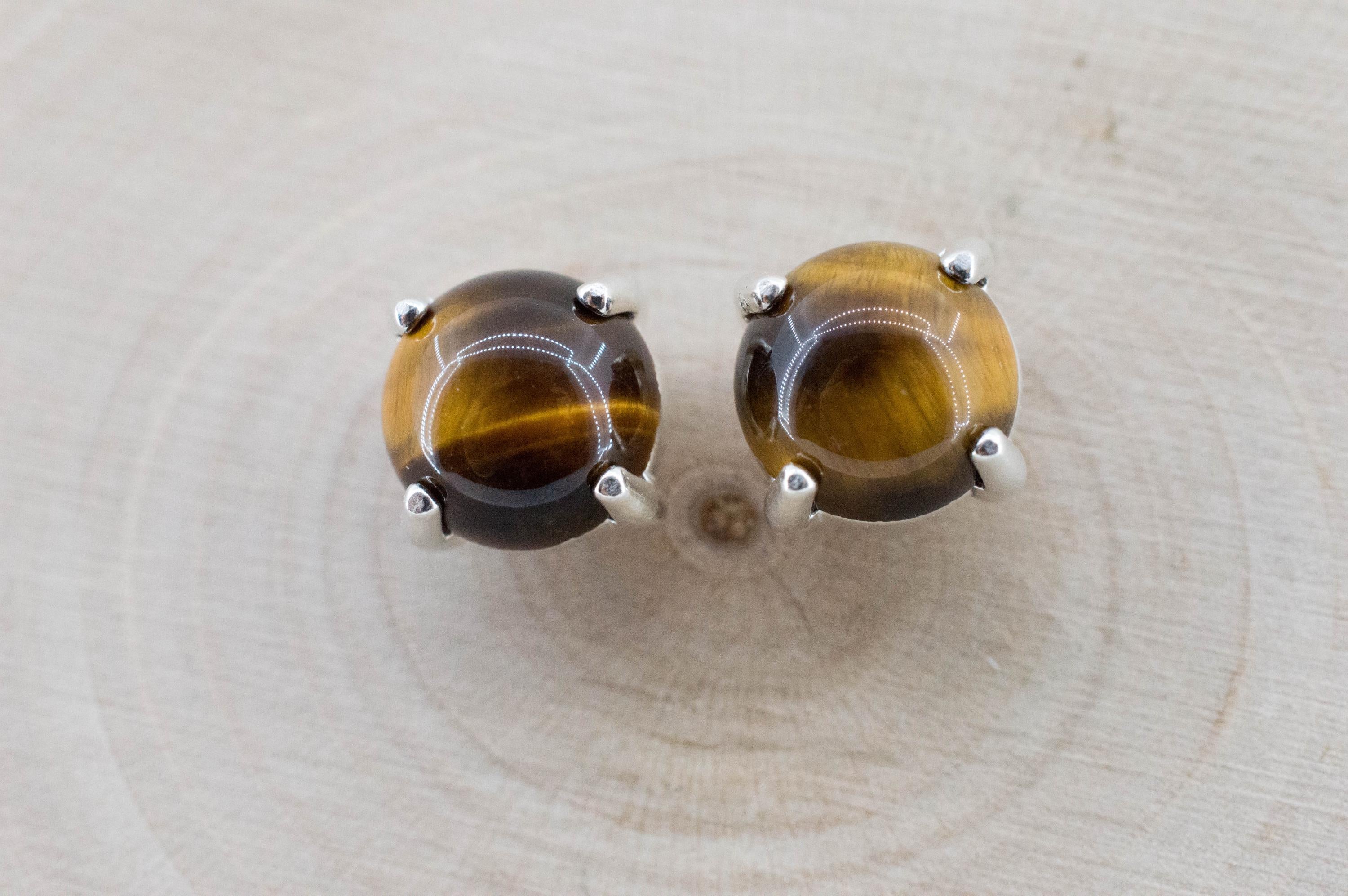 Tiger's Eye Earrings; Natural Untreated Thailand Tiger Eye; 3.270cts - Mark Oliver Gems