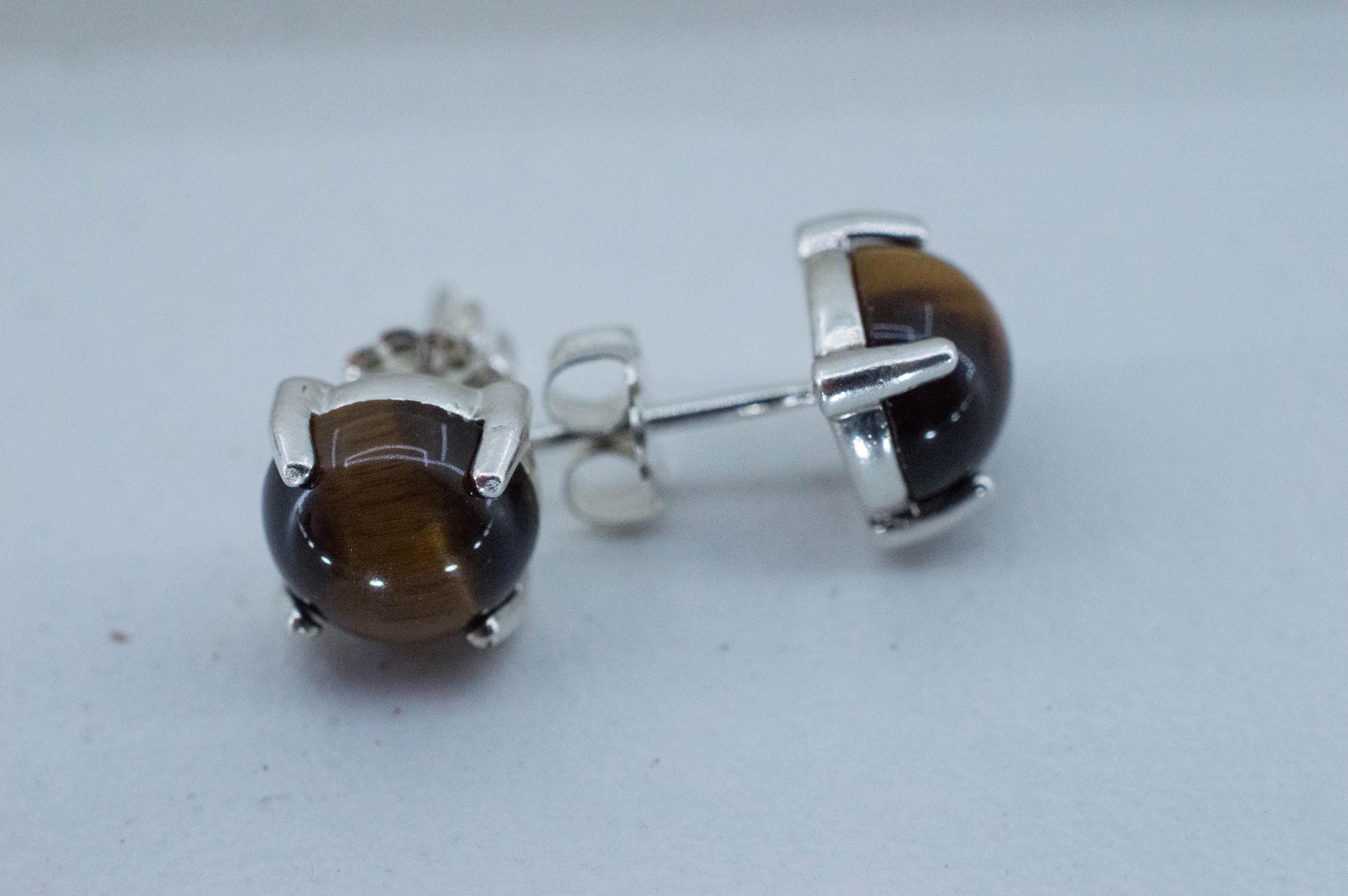 Tiger's Eye Earrings; Natural Untreated Thailand Tiger Eye; 3.360cts - Mark Oliver Gems
