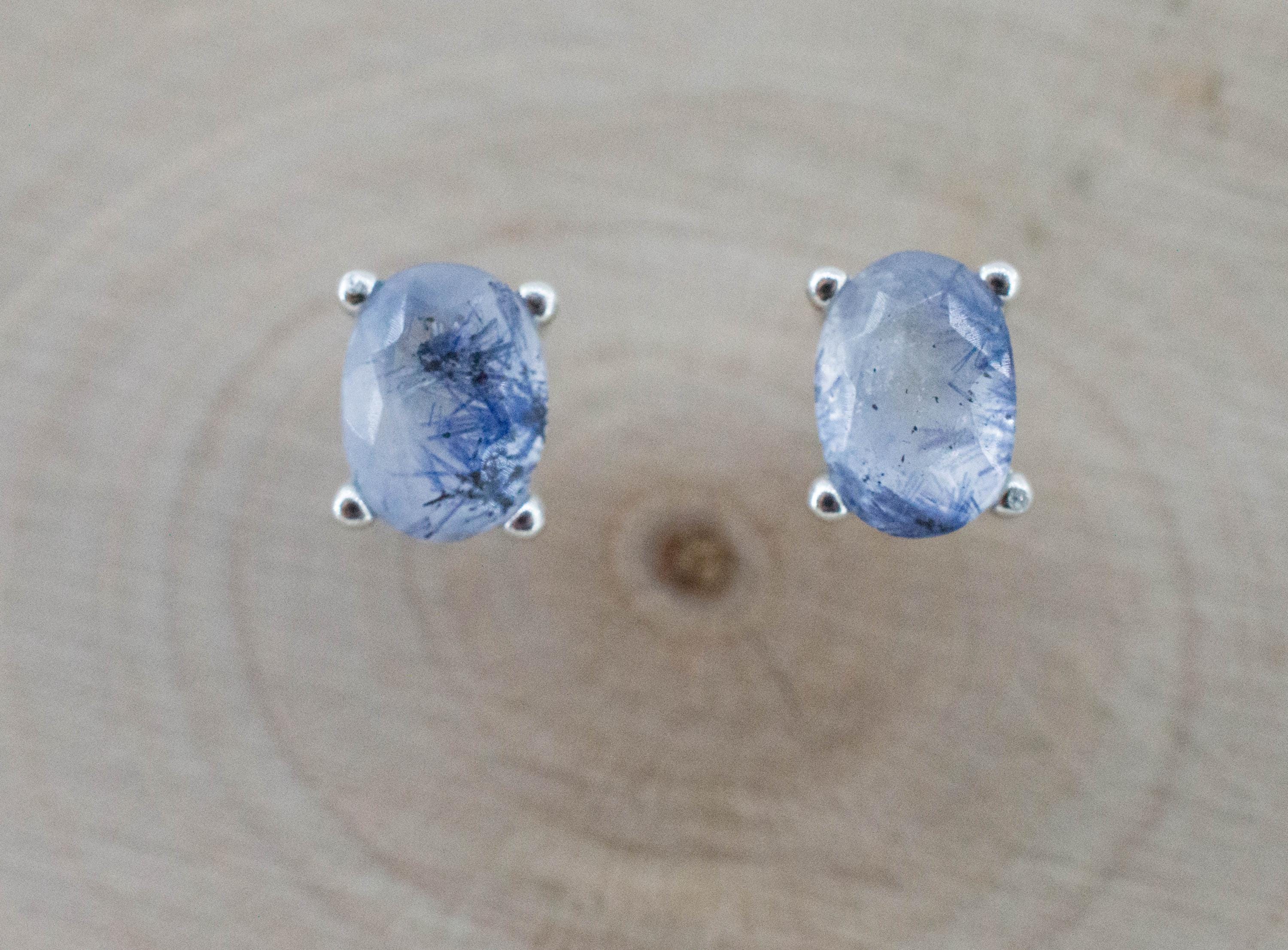 Dumortierite Quartz Earrings; Natural Untreated Brazil Dumortierite; 0.975cts - Mark Oliver Gems