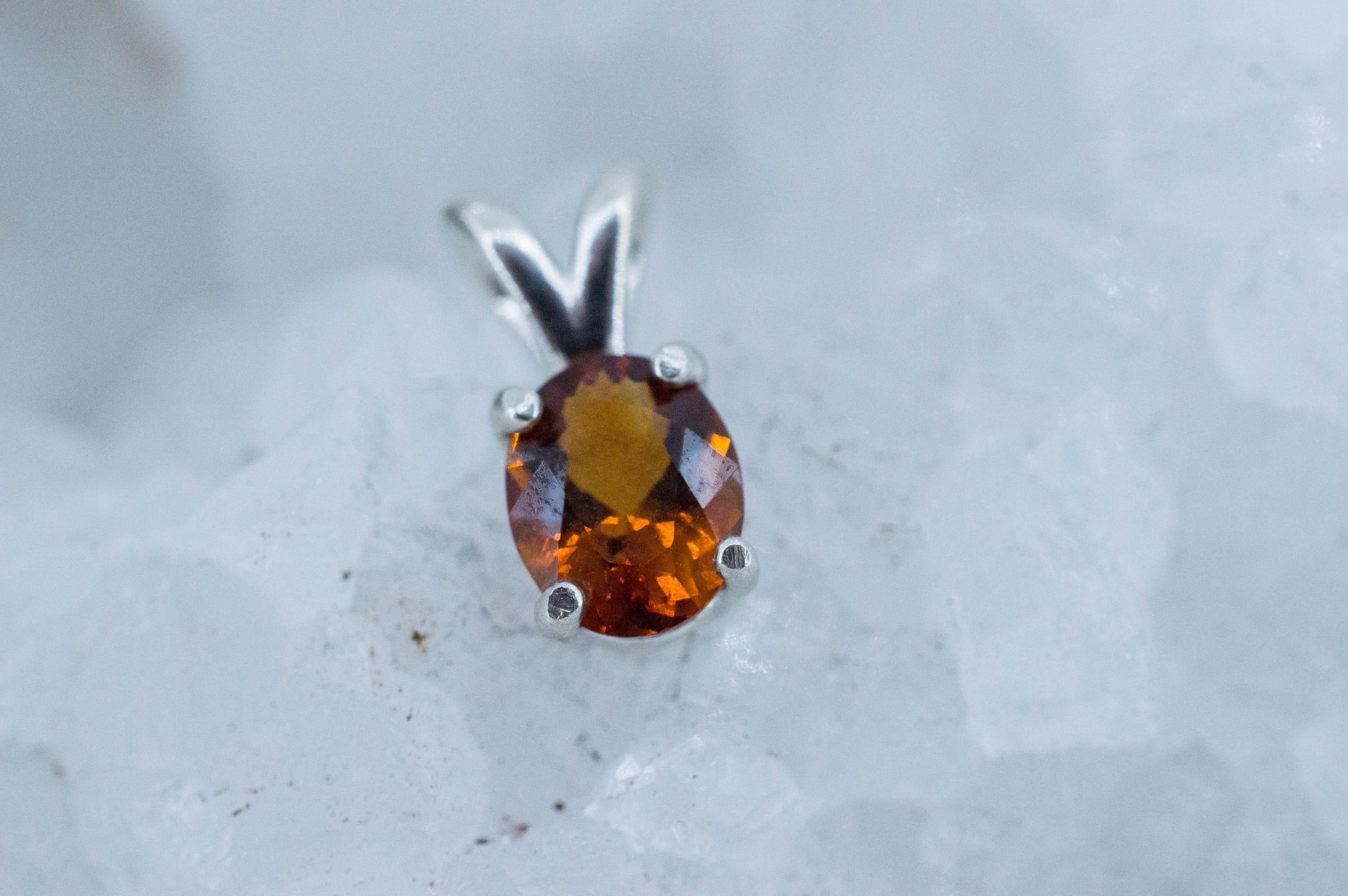 Madeira Citrine Pendant; Natural Untreated Brazil Citrine; 0.925cts - Mark Oliver Gems