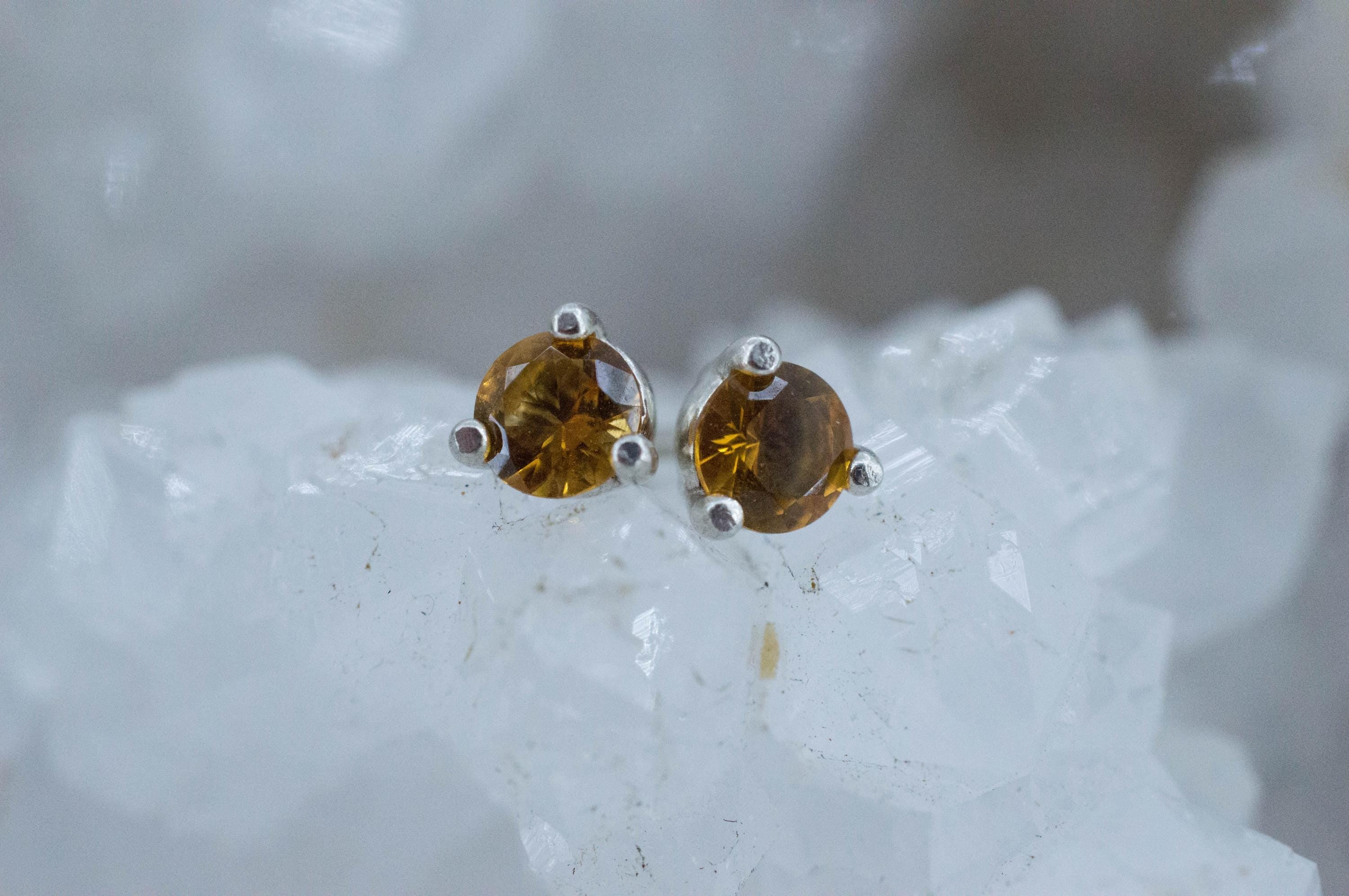 Citrine Earrings; Natural Untreated Uruguay Citrine; 0.365cts - Mark Oliver Gems