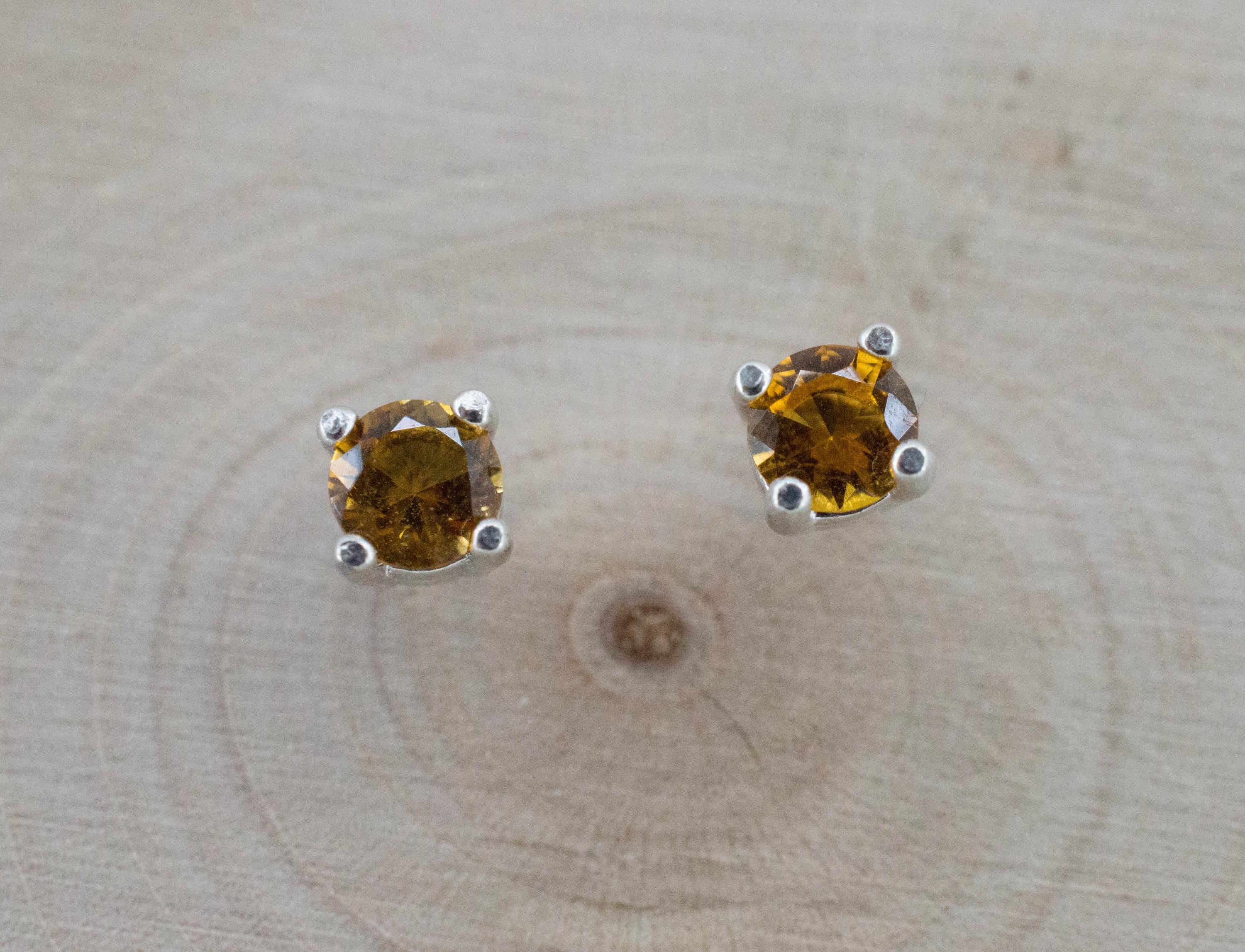 Citrine Earrings; Natural Untreated Uruguay Citrine; 0.375cts - Mark Oliver Gems