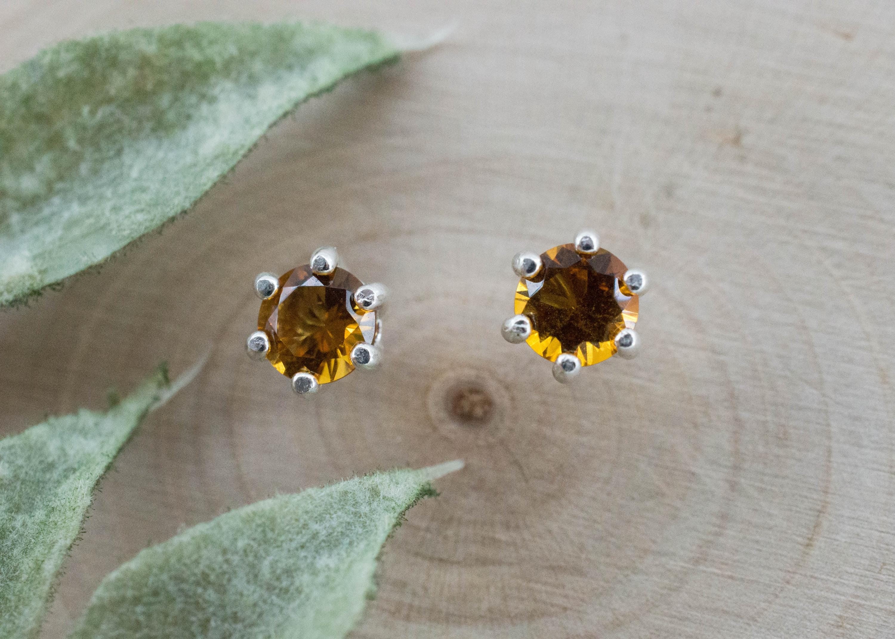 Citrine Earrings; Natural Untreated Uruguay Citrine; 0.730cts - Mark Oliver Gems