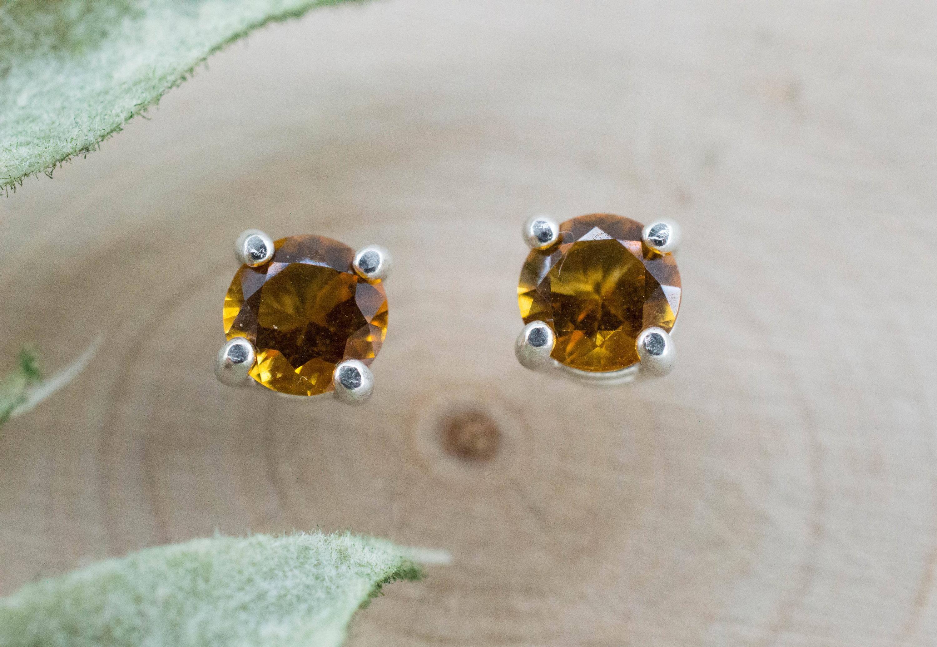 Citrine Earrings; Natural Untreated Uruguay Citrine; 0.740cts - Mark Oliver Gems