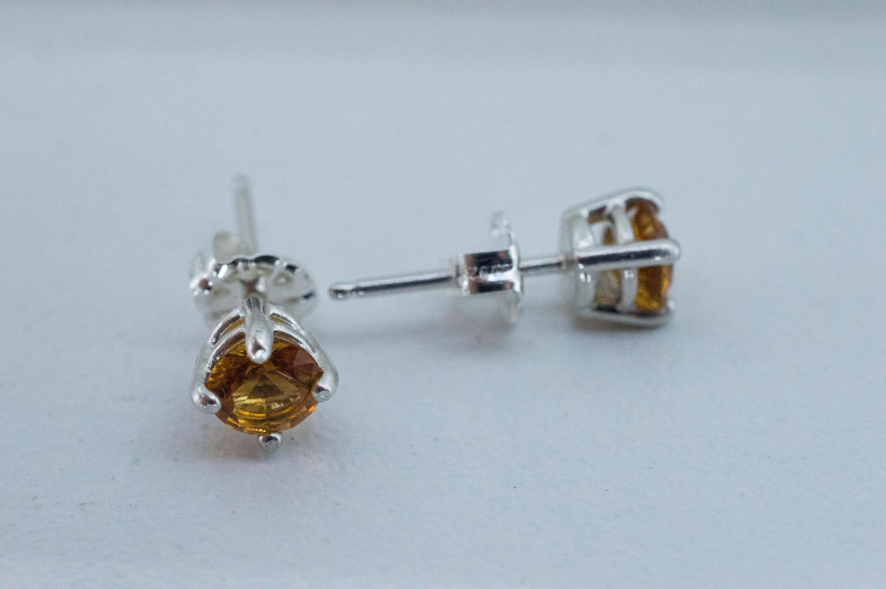 Citrine Earrings; Natural Untreated Uruguay Citrine; 0.740cts - Mark Oliver Gems